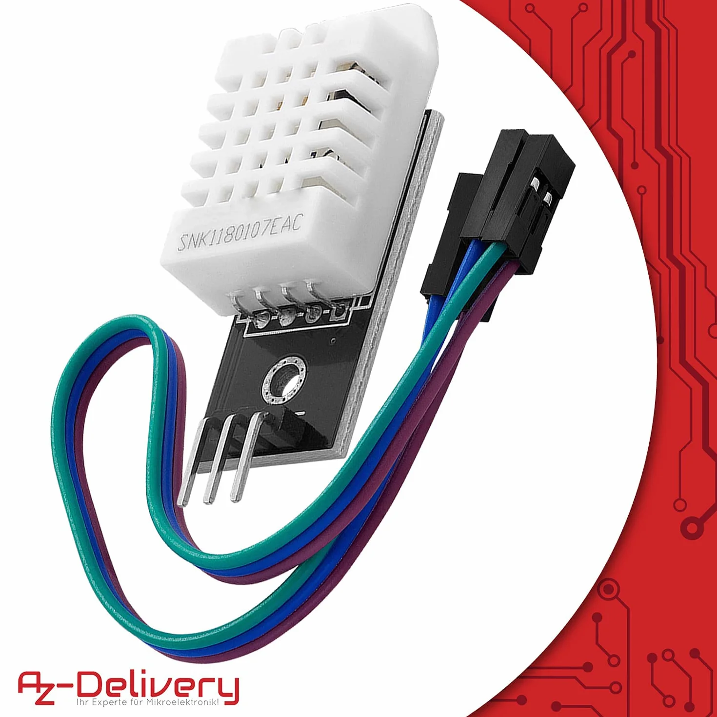 AZDelivery 3 x DHT22 AM2302 czujnik temperatury i czujnik wilgotności z płytką i kablem kompatybilnym z Arduino i Raspberry Pi wraz z e-book!