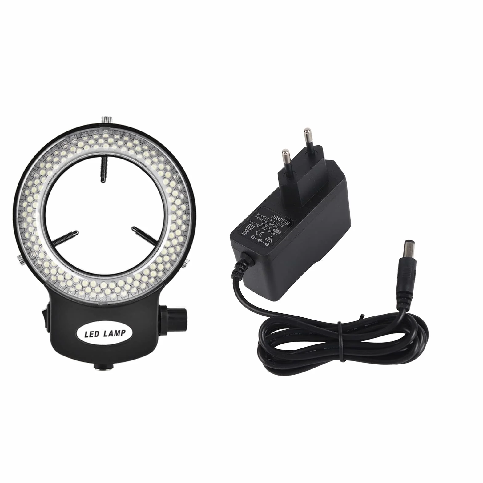 Oświetlenie pierścieniowe LED, regulowane w kolorze białym 144 Oświetlacz pierścieniowych lamp LED do mikroskopu stereo i aparatu (czarny)