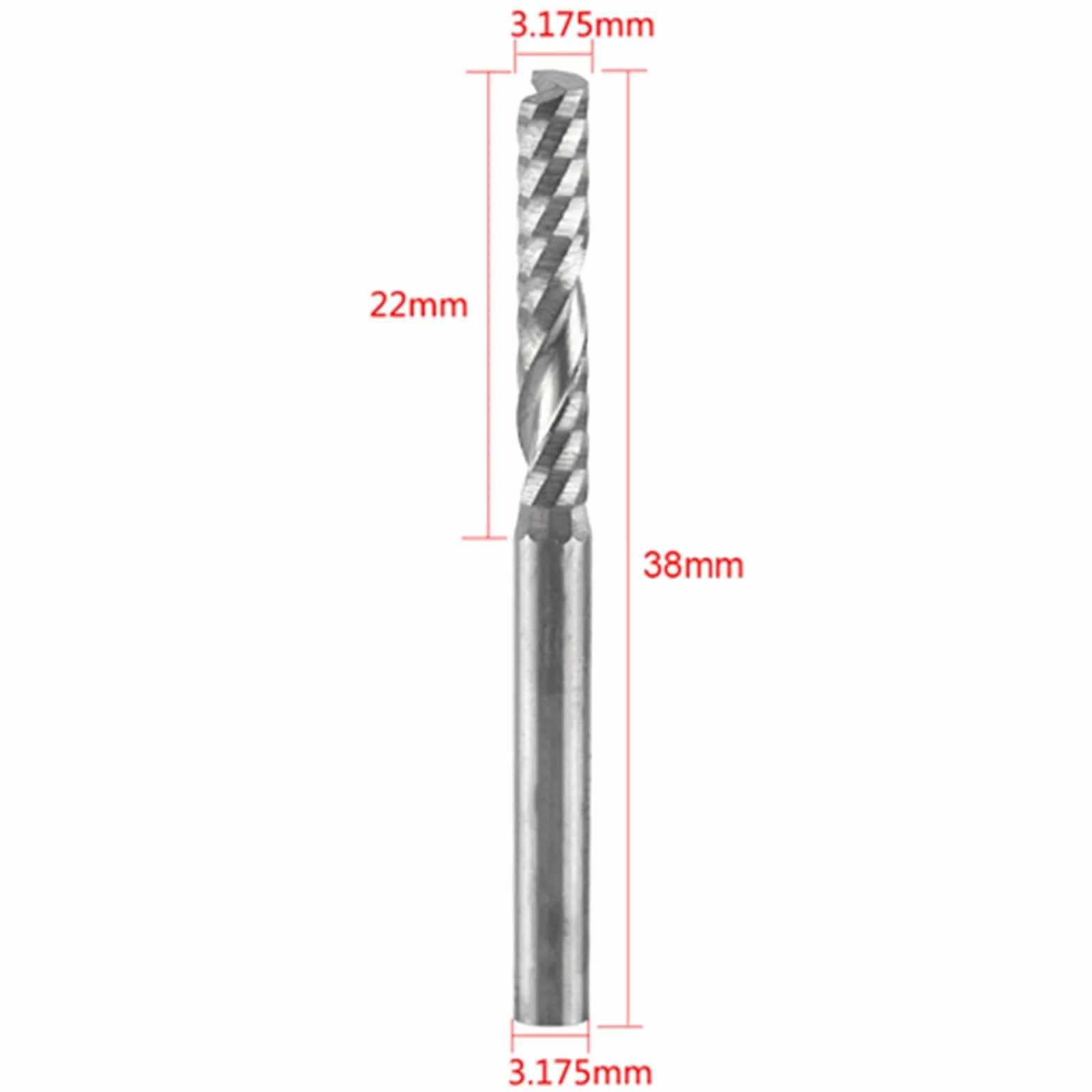 10 Sztuk Węglik Wolframu 3.175mm Frez Spiralny 3mm CNC Router do Grawerowania i Rzeźbienia - Pojedynczy Flet