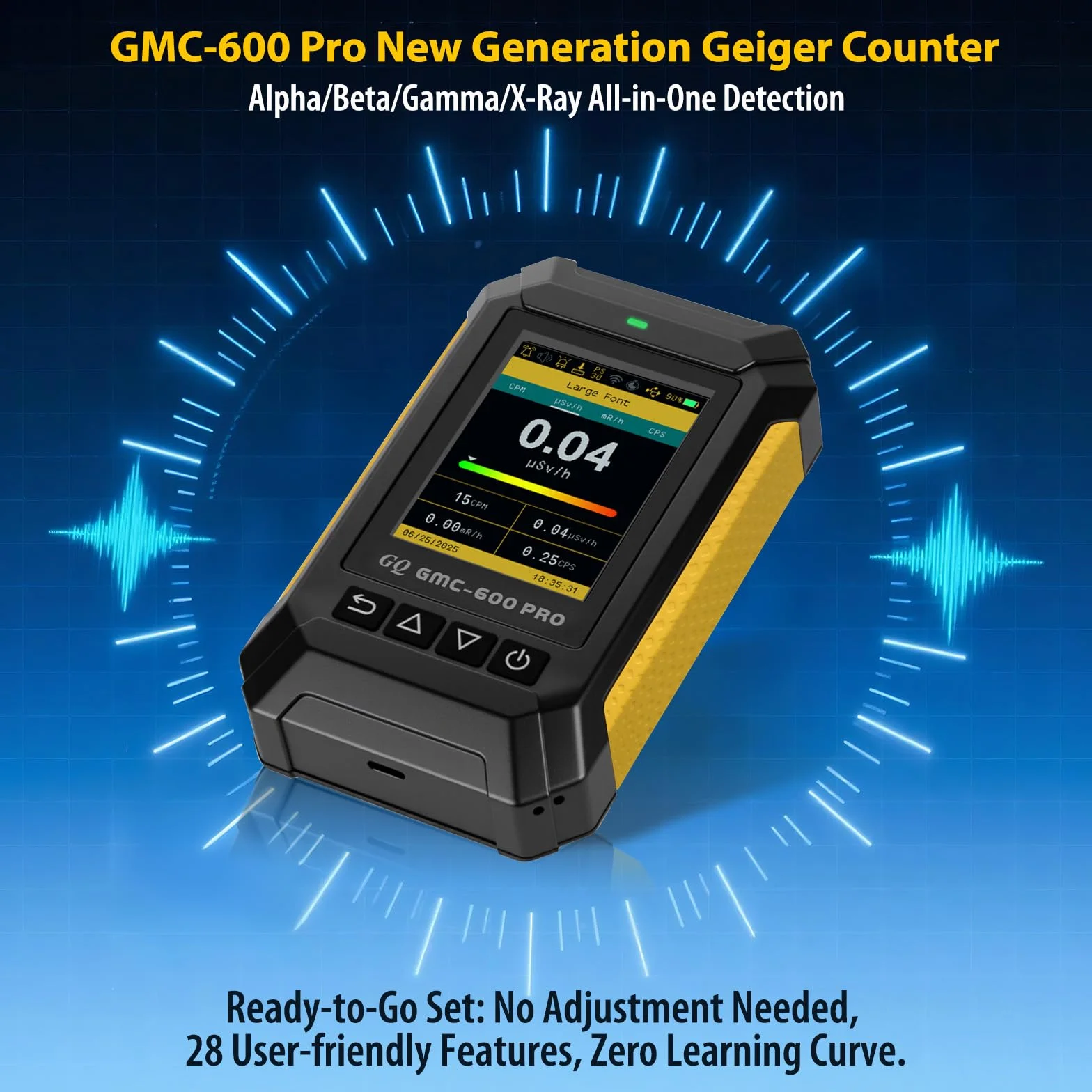 GQ GMC-600 PRO Geiger licznik detektor promieniowania jądrowego dozymetr do Alpha, Beta, Gamma, przenośny monitor promieniowania rentgenowskiego z danymi w czasie rzeczywistym, globalne udostępnianie