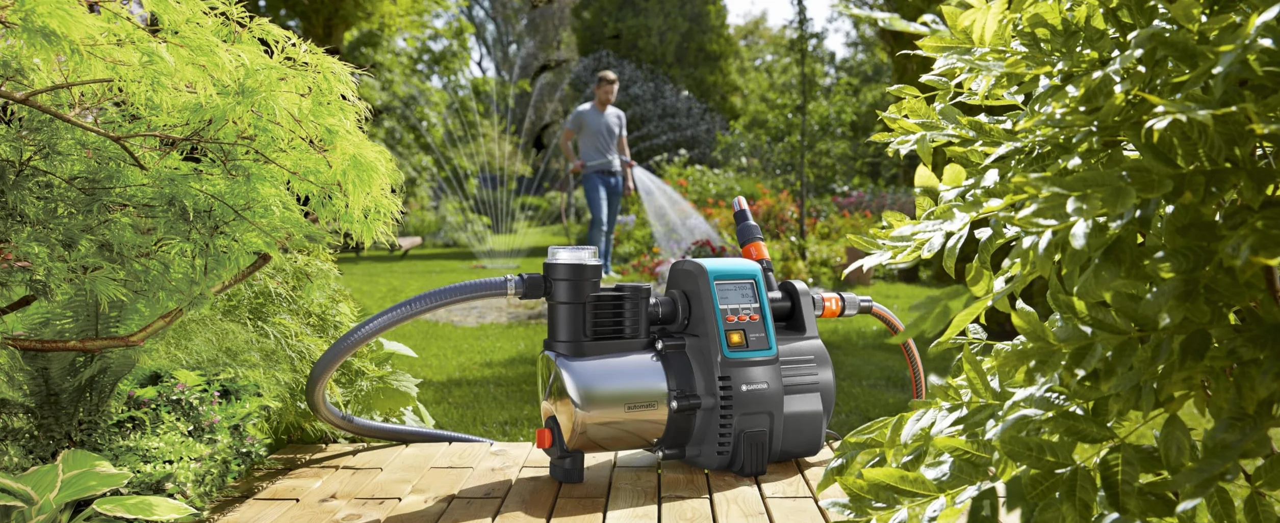 Gardena automatyczny hydrofor Premium 6000/6E LCD inox: pompa hydroforowa o wydajności 6000 l/h, z silnikiem 1300 W, z wyświetlaczem LCD, obudową pompy z nierdzewnej stali szlachetnej (1760-20)