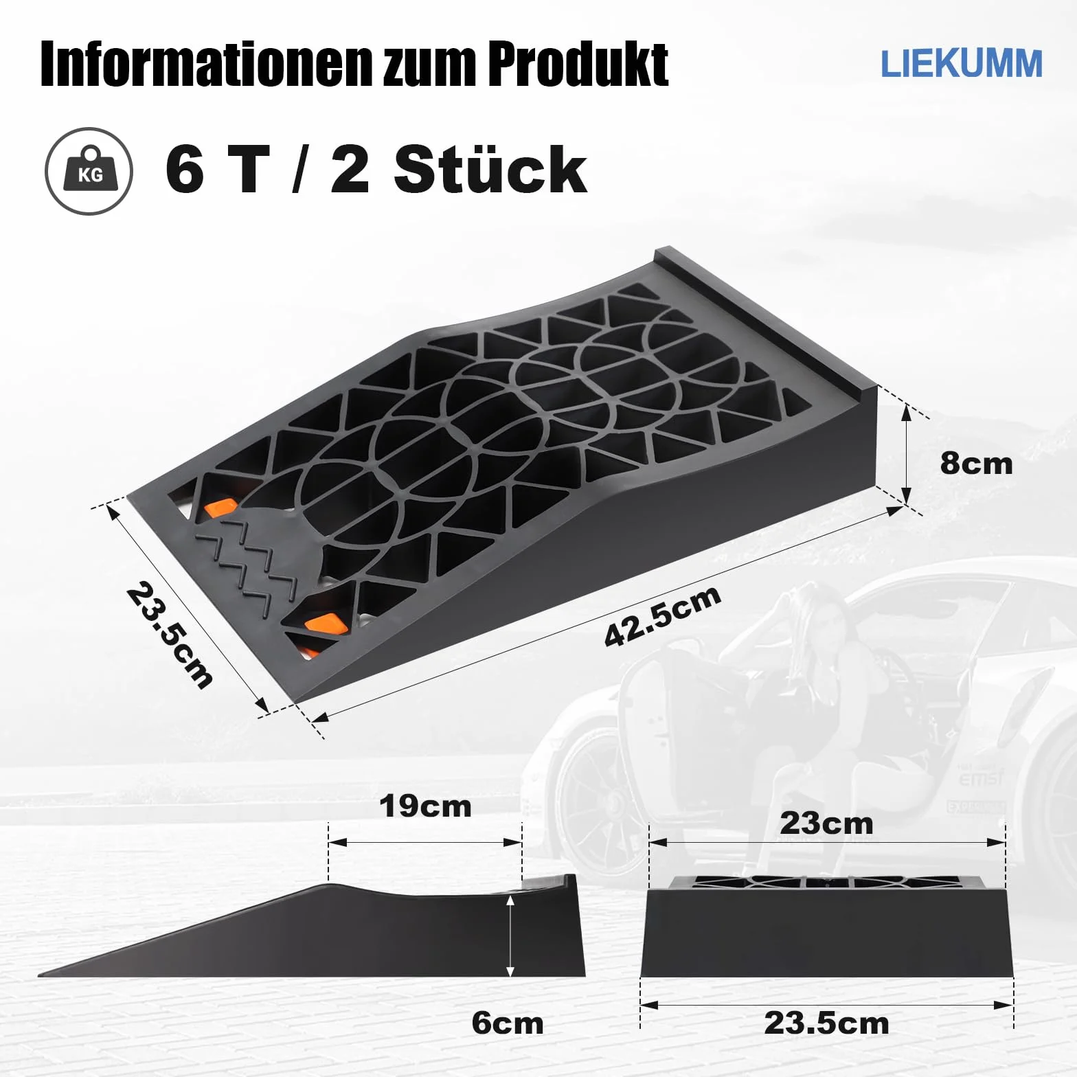 LIEKUMM Rampy samochodowe nośność 6 ton rampa krawężnikowa do podnoszenia samochodu