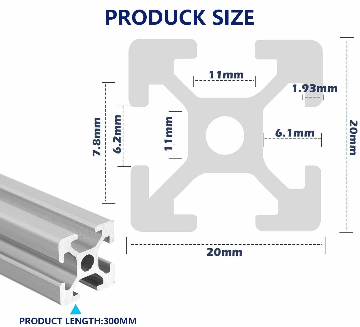 12 sztuk profili aluminiowych 20 x 20 mm, profile aluminiowe o długości 300 mm, rowek 6, europejski standard anodowane srebro, do drukarek 3D i maszyn do grawerowania laserowego CNC