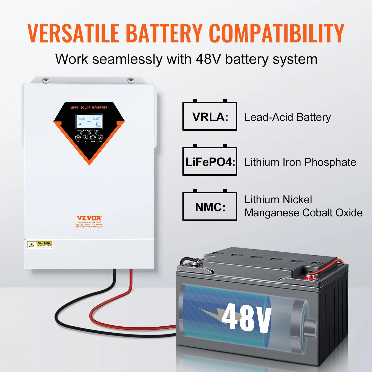 VEVOR Hybrydowy inwerter 5500 W, hybrydowy falownik solarny ładowarka zewnętrzna czysta fala sinusoidalna 230 V AC z wbudowanym kontrolerem ładowania słonecznego MPPT 100 A, ładowanie hybrydowe,
