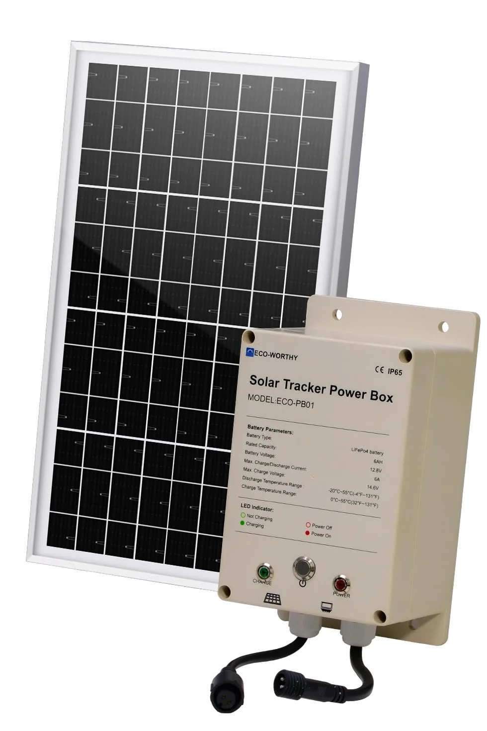 ECO-WORTHY Solar Tracker System IP65 10W Panel Słoneczny Monokrystaliczny Akumulator LiFePO4 6Ah 12V BMS Plug and Play