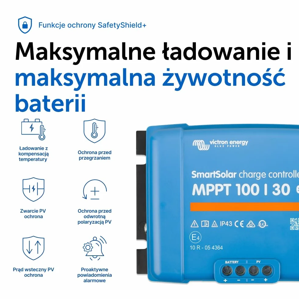 Victron Energy SmartSolar MPPT 100V 30 amp 12/24-Volt Kontroler Ładowania Słonecznego (Bluetooth)
