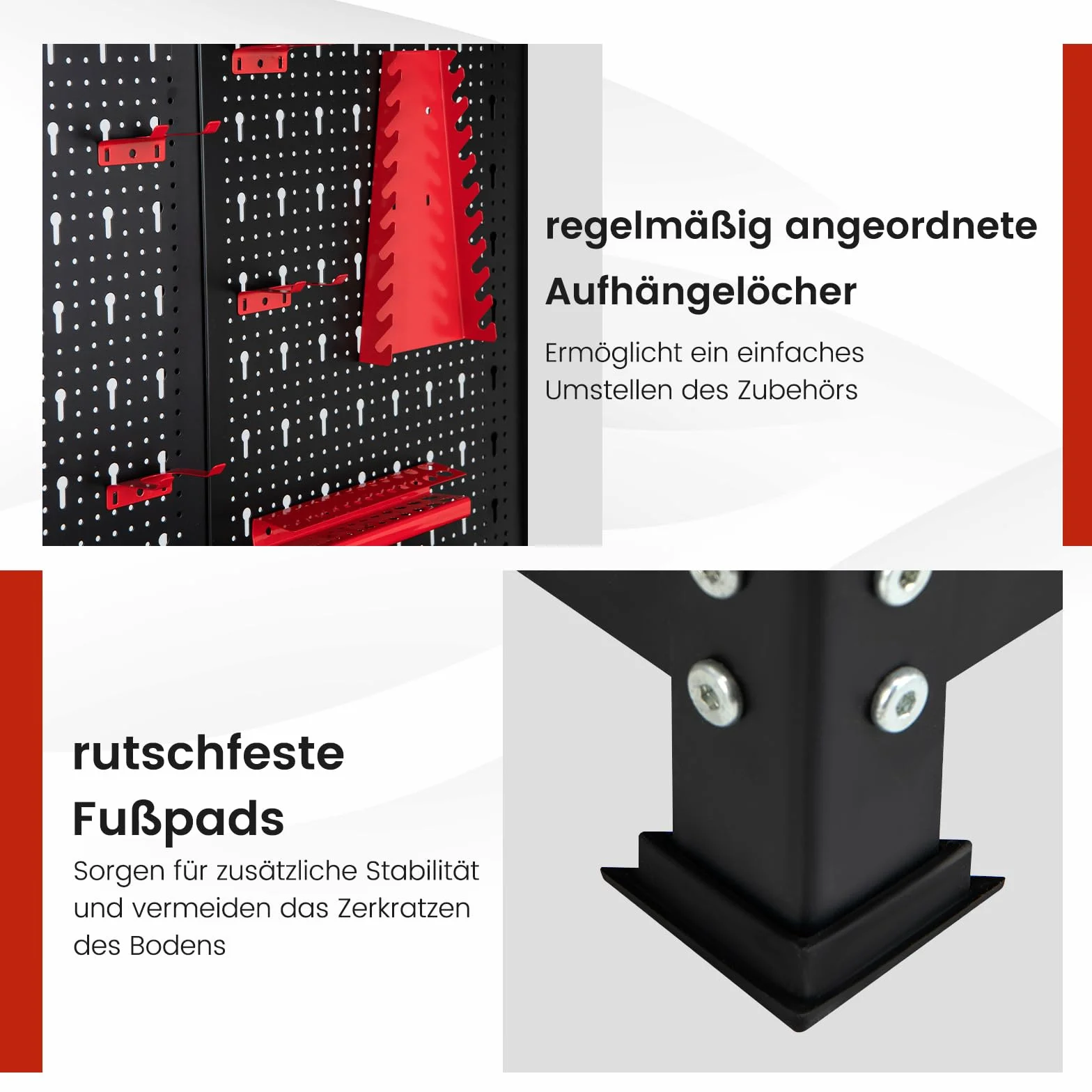 COSTWAY Stół warsztatowy, stół narzędziowy ze ścianką perforowaną, stół warsztatowy z szufladą, duży blat roboczy i 3 półki, w zestawie 13 akcesoriów do zawieszenia, stół roboczy do garażu i warsztatu