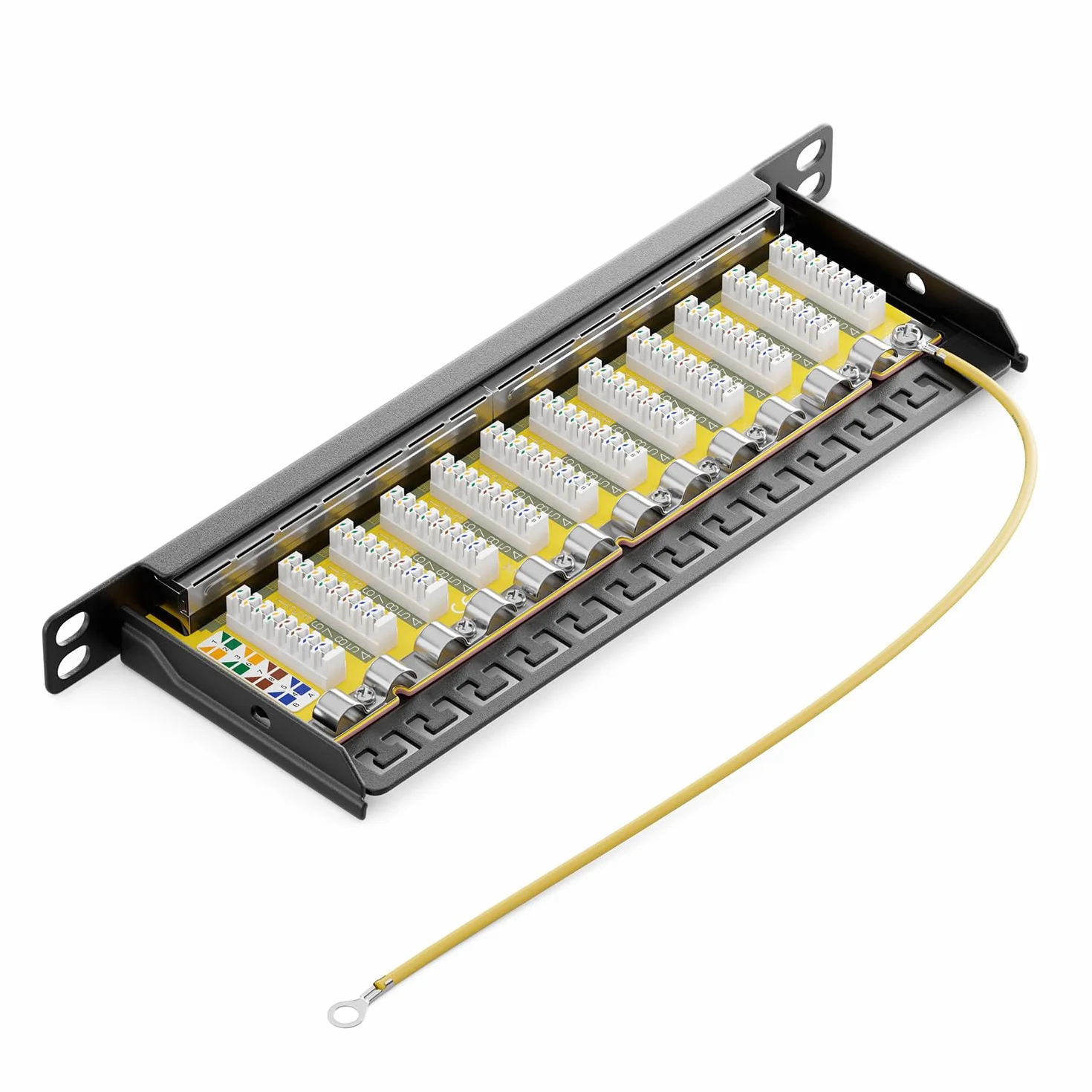 deleyCON CAT 6 0.5U Patch Panel Mini Patch Panel 12 Portów - Desktop 10 Cali Montaż w Szafie Serwerowej RJ45 Ekranowany TIA568A TIA568B RAL 9005 Czarny