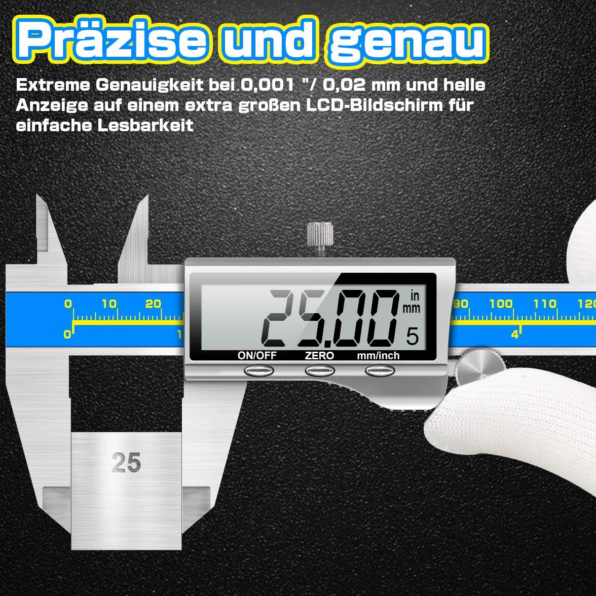 suwmiarka cyfrowa jakość przemysłowa Orthland suwmiarka cyfrowa 150 mm z dużym wyświetlaczem LCD, precyzyjny miernik głębokości, stal nierdzewna, analogowa, IP54, wodoszczelna, do użytku wewnątrz i na