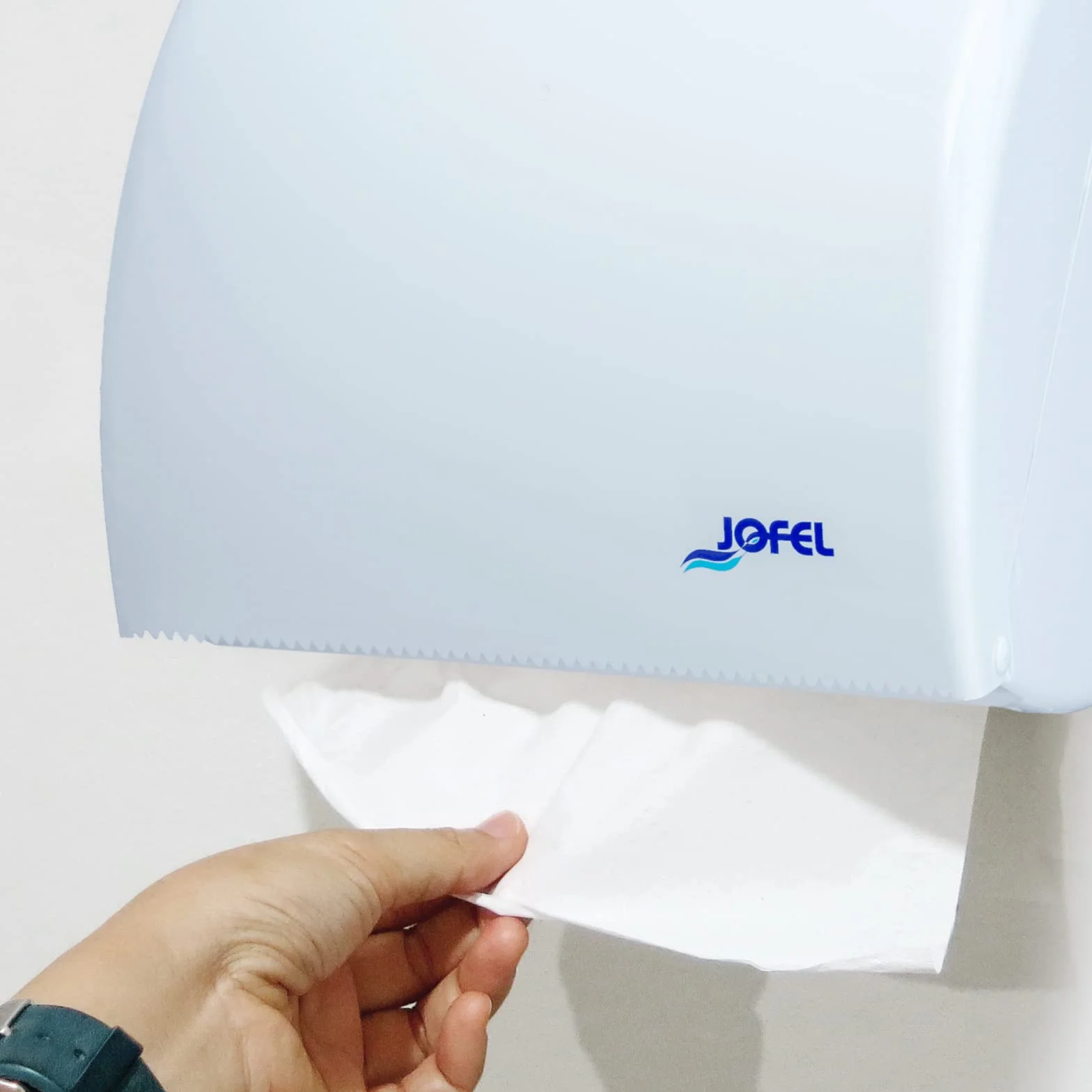 Uchwyt na papier toaletowy duże rolki Jofel ah45000 azur dozownik ręczników, zygzak lub papier niekończący, biały