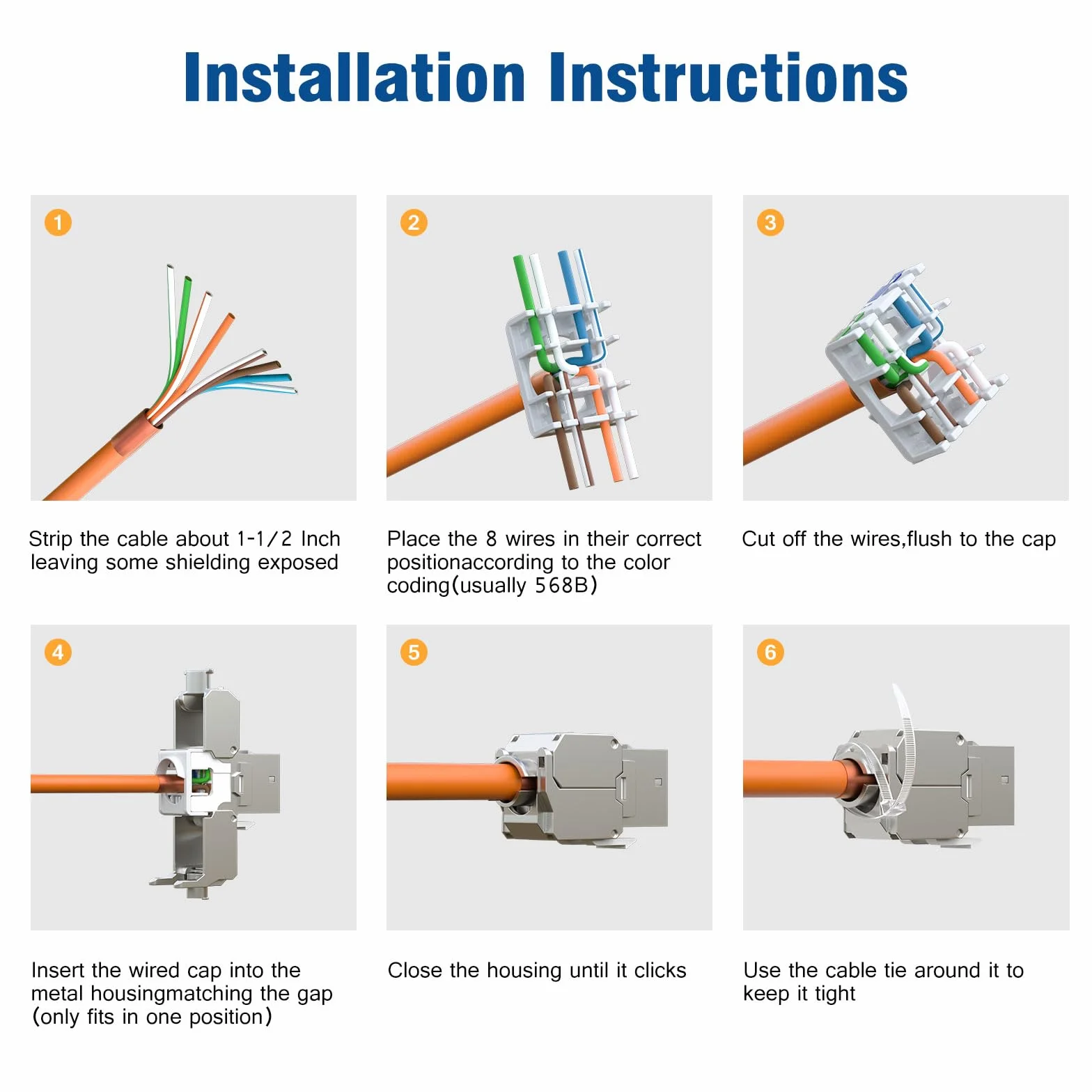 FGB Panel krosowy 10 Gbps 6 portów CAT7 z 6 x CAT.7 RJ45 Keystone Jack Modul, STP panel krosowy do sieci LAN DSL, kompatybilny CAT6 CAT6a CAT7 CAT8 kabel sieciowy