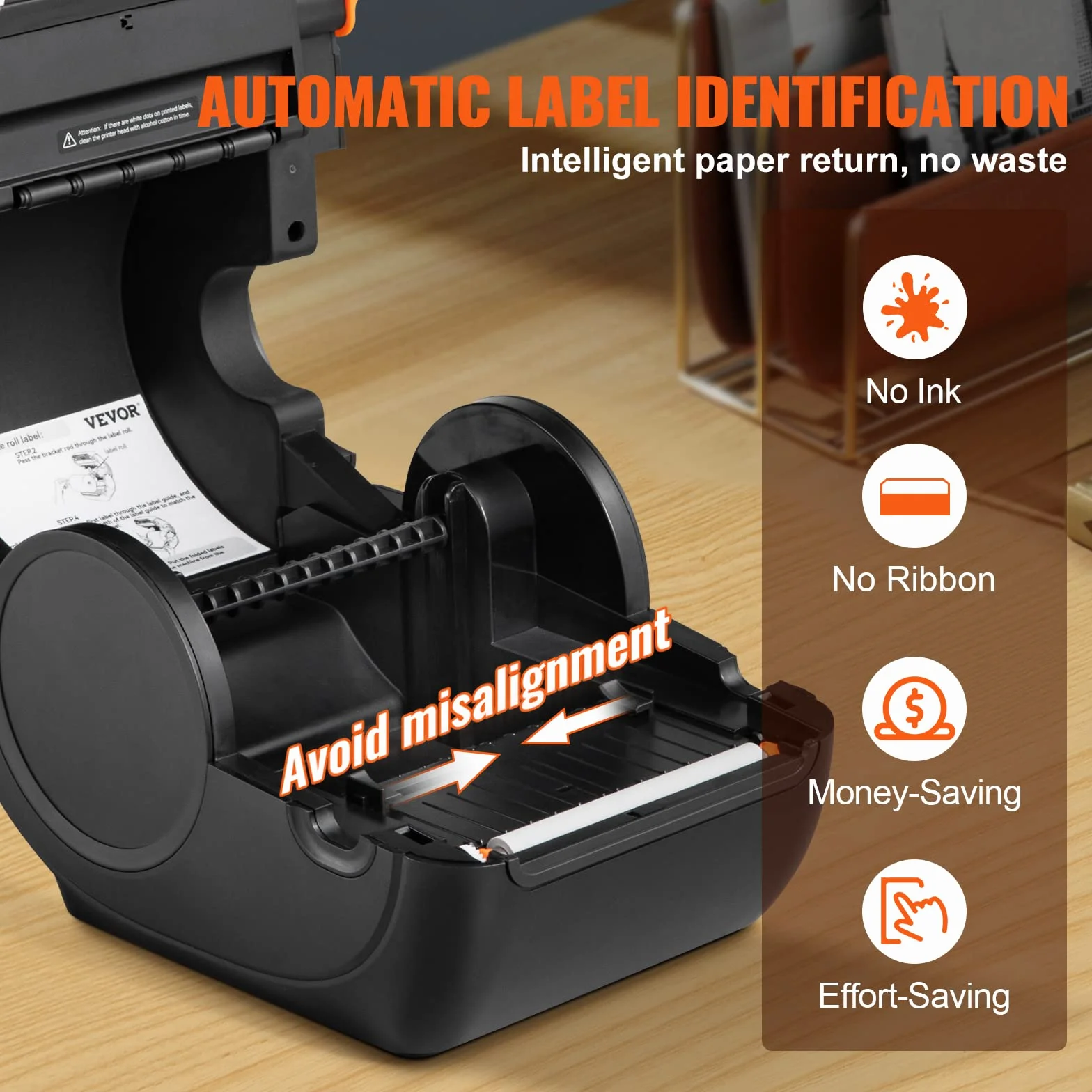 VEVOR Drukarka termiczna Bluetooth, drukarka etykiet Edesive 4x6, etykieciarka termiczna kompatybilna z Windows/MAC OS/Linux/Chromebook, obsługuje DHL, USPS, FedEx, Shopify, Ebay, Amazon itp.