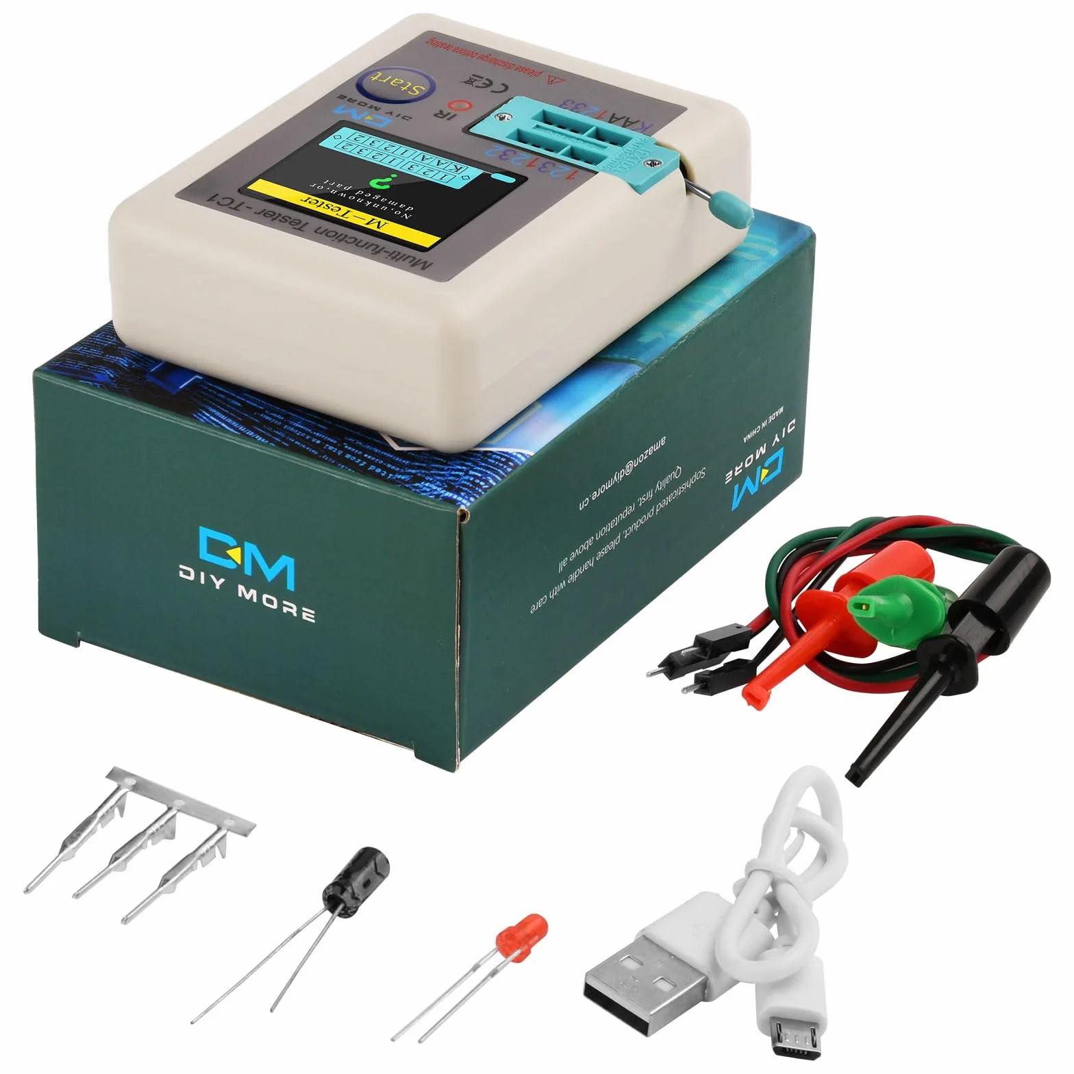 Diymore LCR-TC1 Wielofunkcyjny tester ESR, miernik TFT do tranzystorów, indukcyjności, rezystancji, pojemności, diod, triod, kondensatorów, NPN, PNP, MOSFET