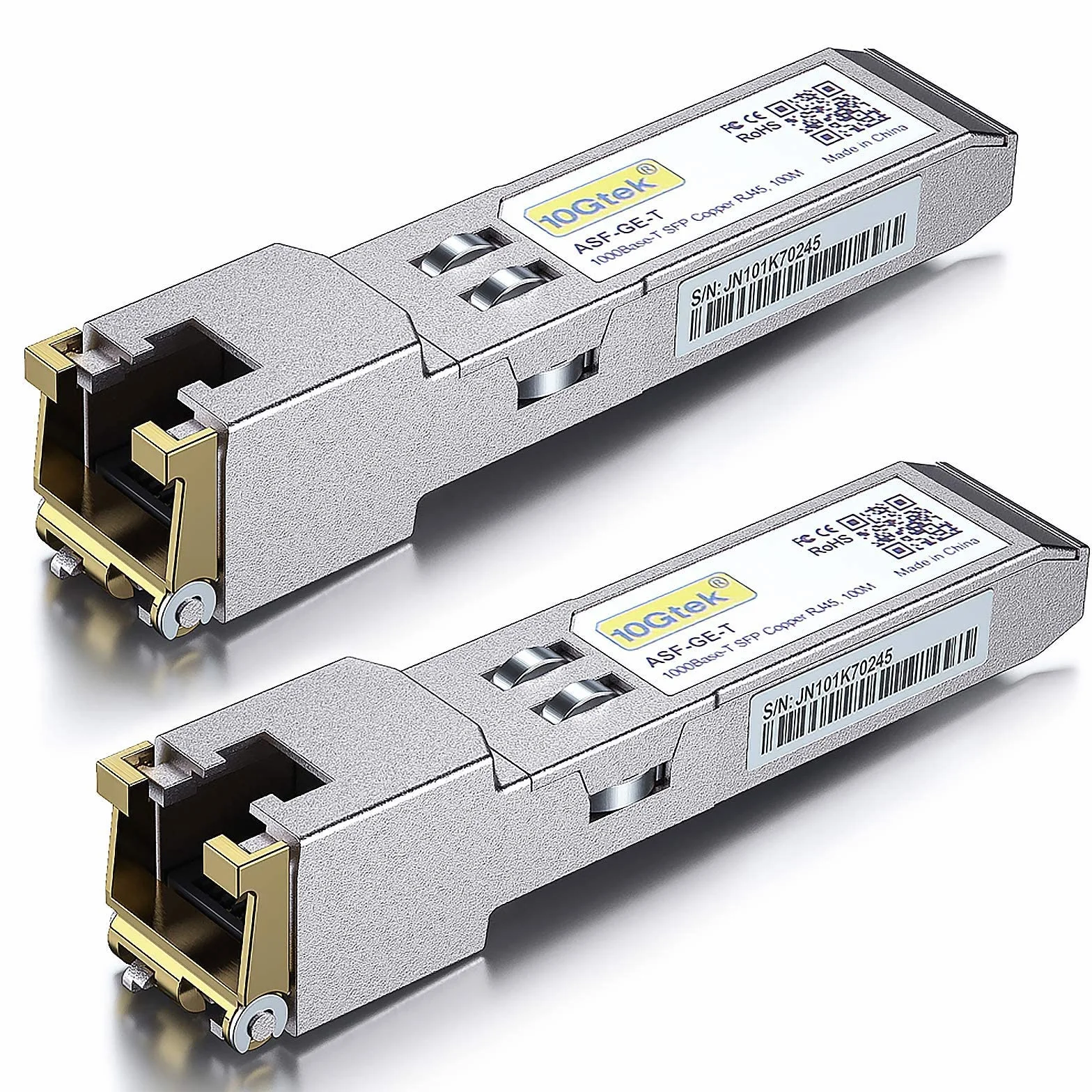 [2 Pack] 10Gtek for Ubiquiti UniFi 1G SFP RJ45 Transceiver UF-RJ45-1G, 1000Base-T Copper Mini-Gbic Module