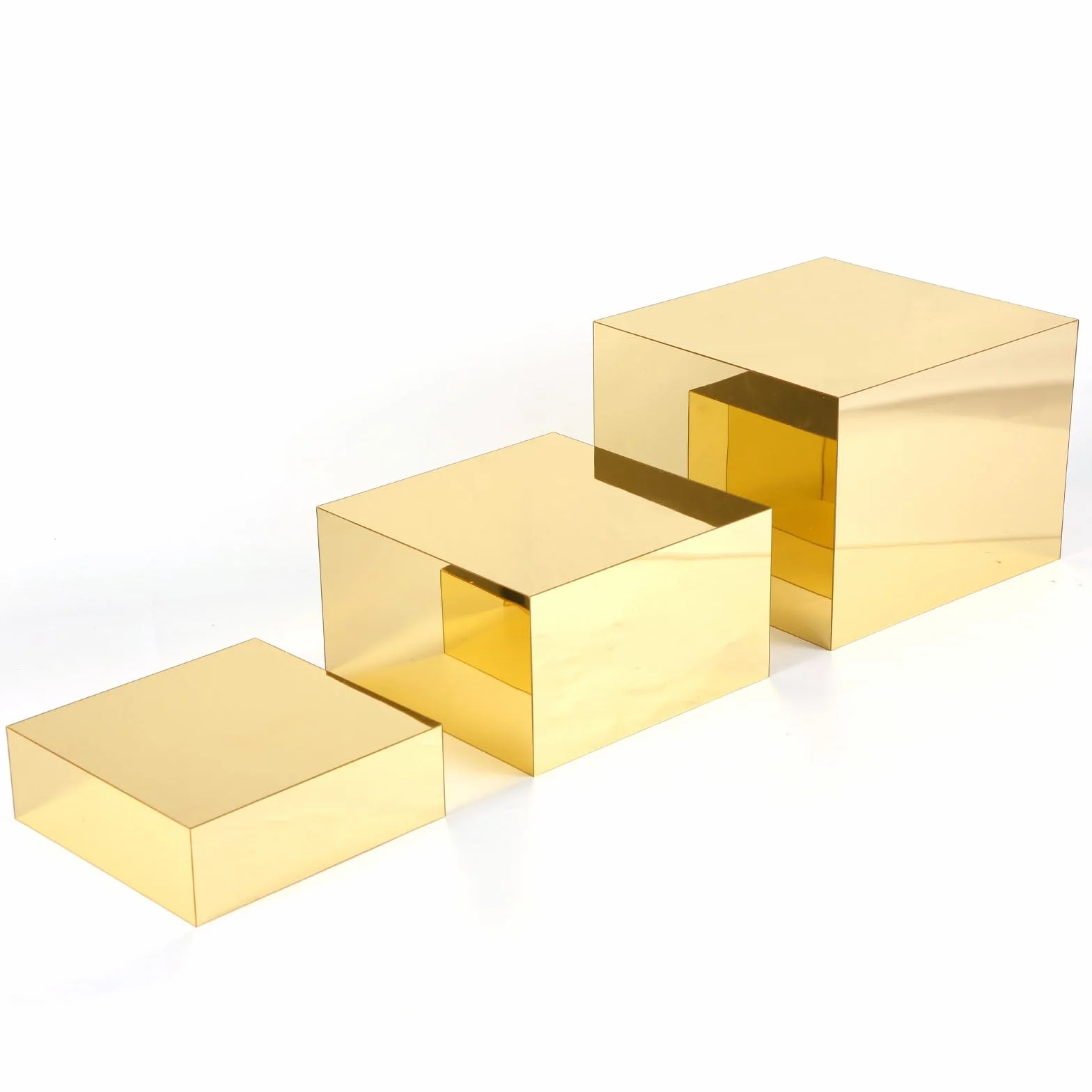 3szt Złote Akrylowe Podstawki pod Bufet i Jedzenie - 15,2x17,7x20,3cm - Eleganckie Stojaki na Desery, Słodycze, Babeczki - Rękodzieło