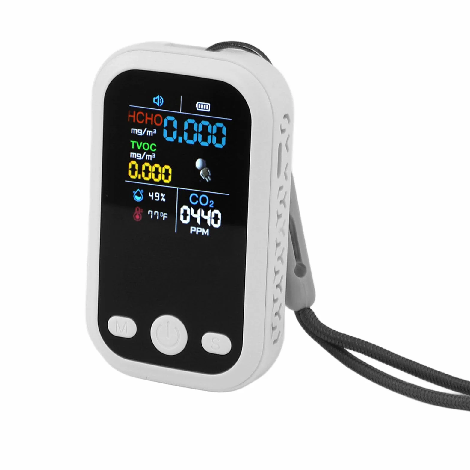 Monitor Jakości Powietrza 5 w 1 Wielofunkcyjny Inteligentny Przenośny Czujnik Temperatury i Wilgotności CO2 Tester Jakości Powietrza w Ograniczonej Przestrzeni (WHITE)