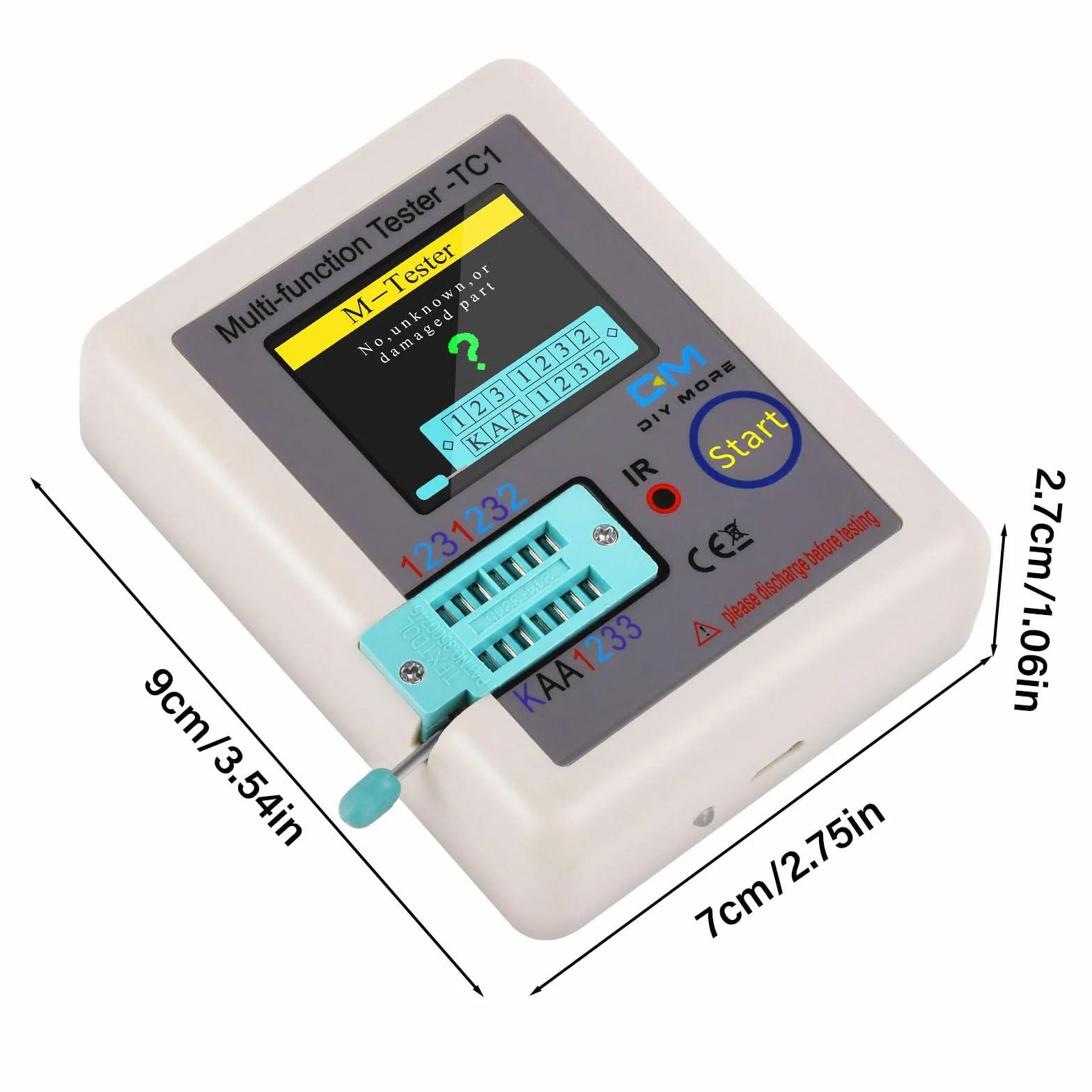 Diymore LCR-TC1 Wielofunkcyjny tester ESR, miernik TFT do tranzystorów, indukcyjności, rezystancji, pojemności, diod, triod, kondensatorów, NPN, PNP, MOSFET