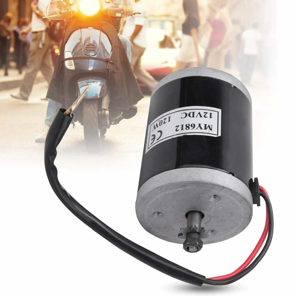 Alomejor Elektryczny silnik szczotki rowerowej, zestaw silników elektrycznych, silnik elektryczny z kołem pasowym, 12 V, 120 W