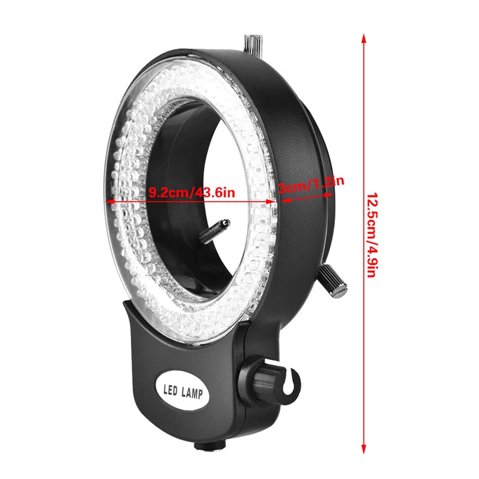 Oświetlenie pierścieniowe LED, regulowane w kolorze białym 144 Oświetlacz pierścieniowych lamp LED do mikroskopu stereo i aparatu (czarny)