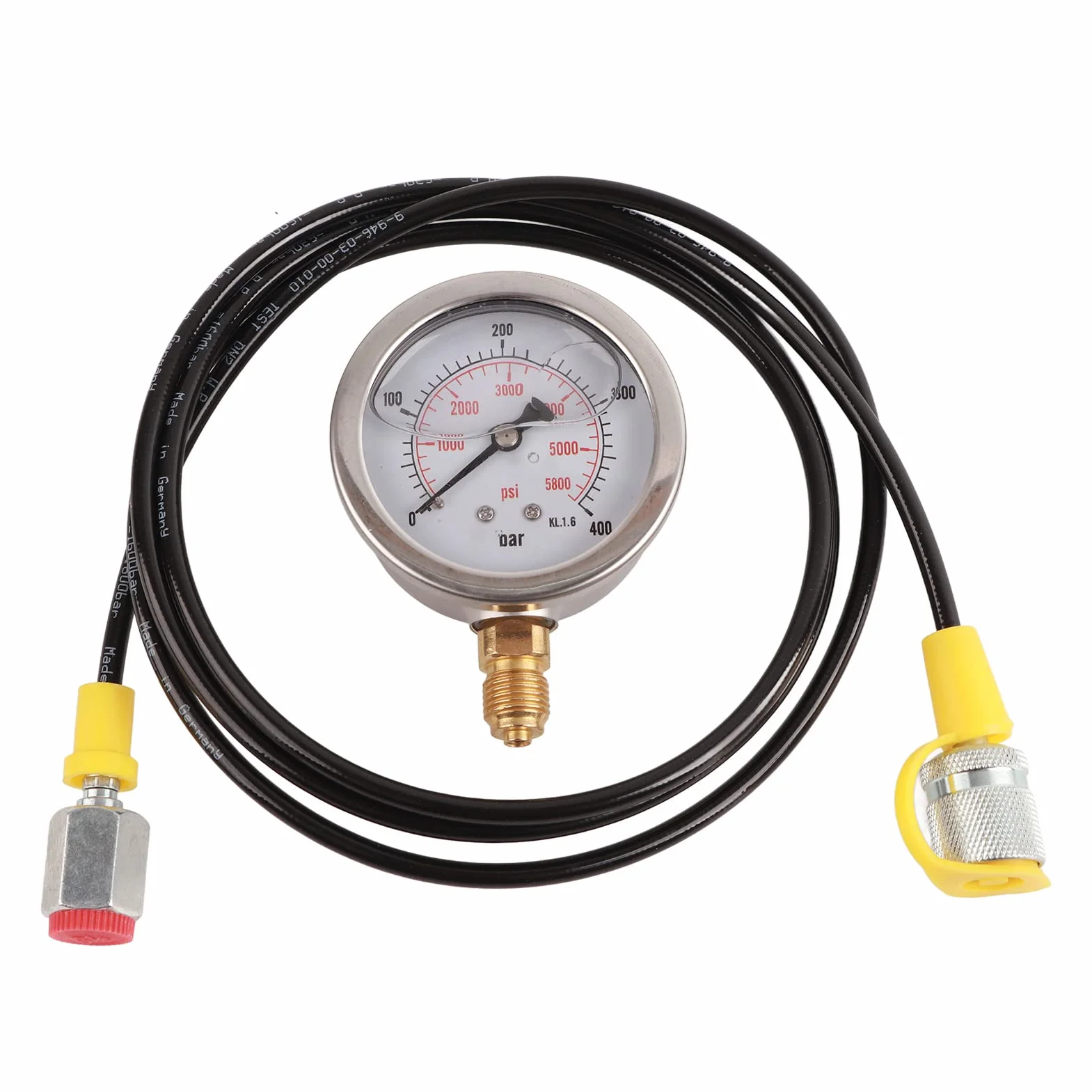Zestaw sprzęgła hydraulicznego węża testowego, M16*2-BSP1/4 + 0~400 BAr 6000 PSI manometr hydrauliczny z wężem 1,5 m