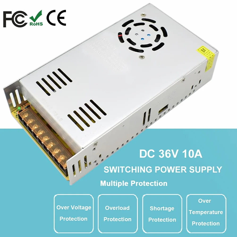 Zasilacz przełączający transformatora 36 V 10 A AC 110 V / 220 V na DC 360 W konwerter do automatyki przemysłowej, silnika krokowego CNC i innych