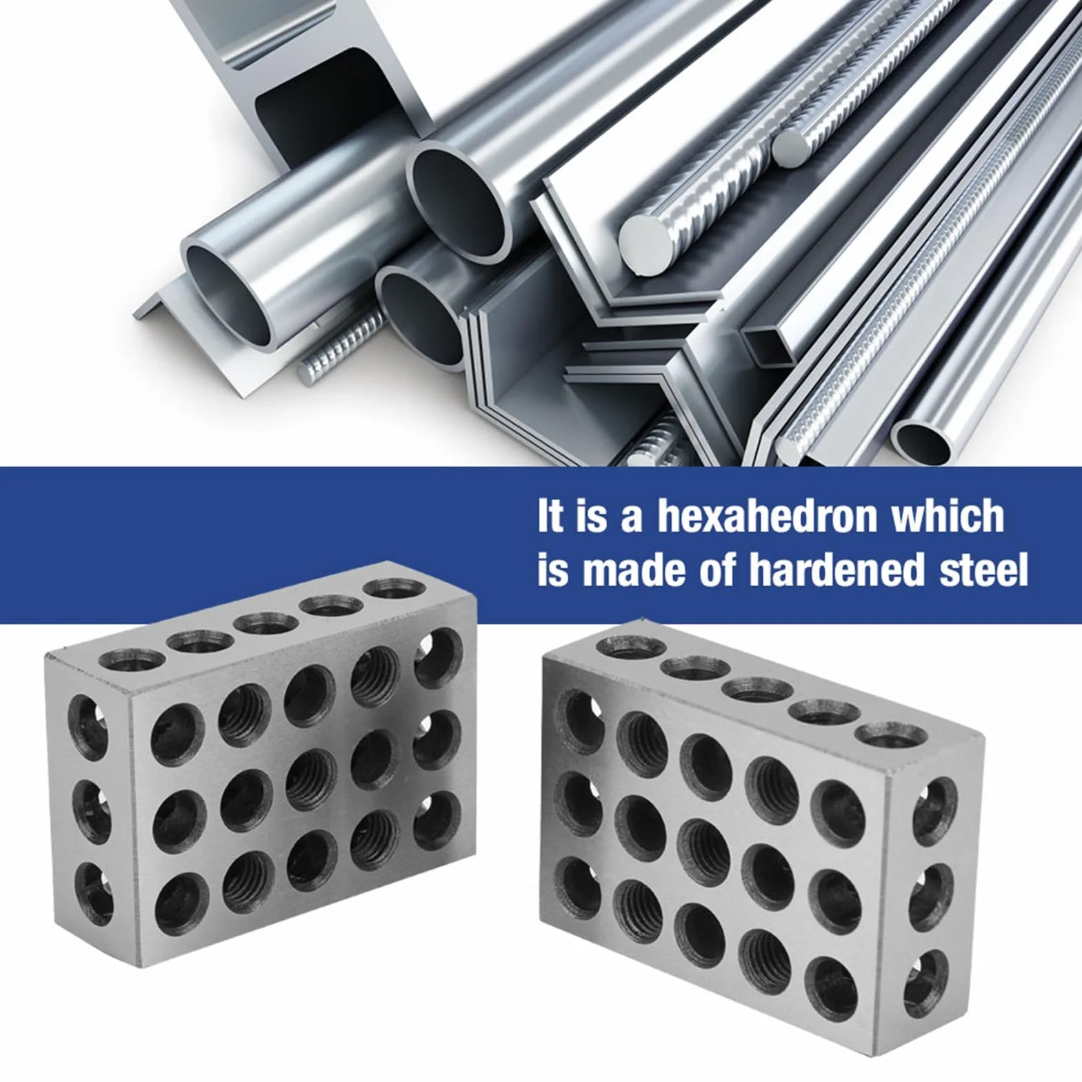 2 szt. Bloki 25x50x75mm 23 Otwory Frezowanie Równoległy Blok Zaciskowy do Ustawiania, Szlifowany i Hartowany ze Wszystkich Stron, do Wszystkich Rodzajów Obrabiarek