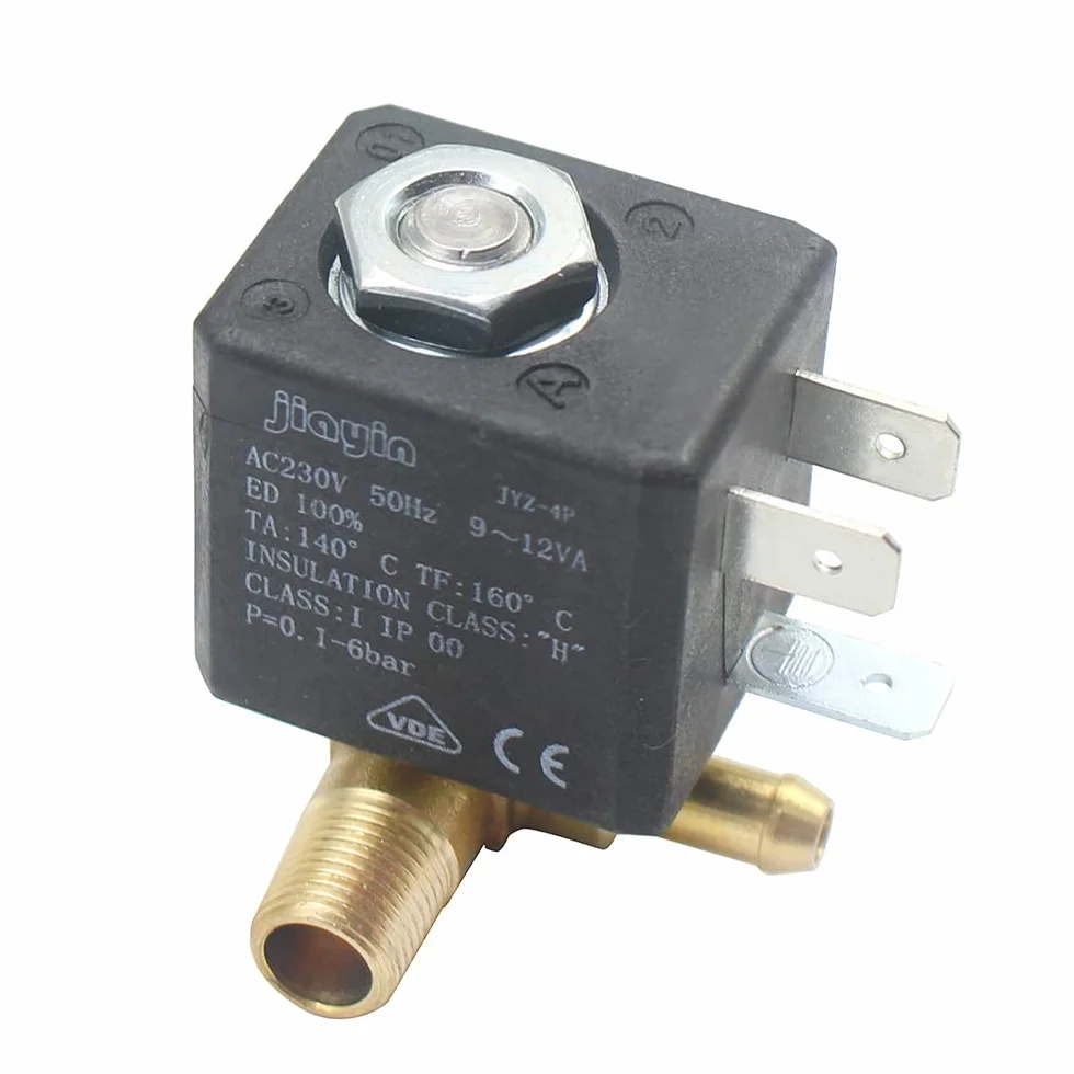 JYZ-4P Normalnie zamknięty 3 mm N/C 2/2-drożny AC 230 V G1/8" mosiężny żelazko parowe zawór elektromagnetyczny do wody pary gazowej