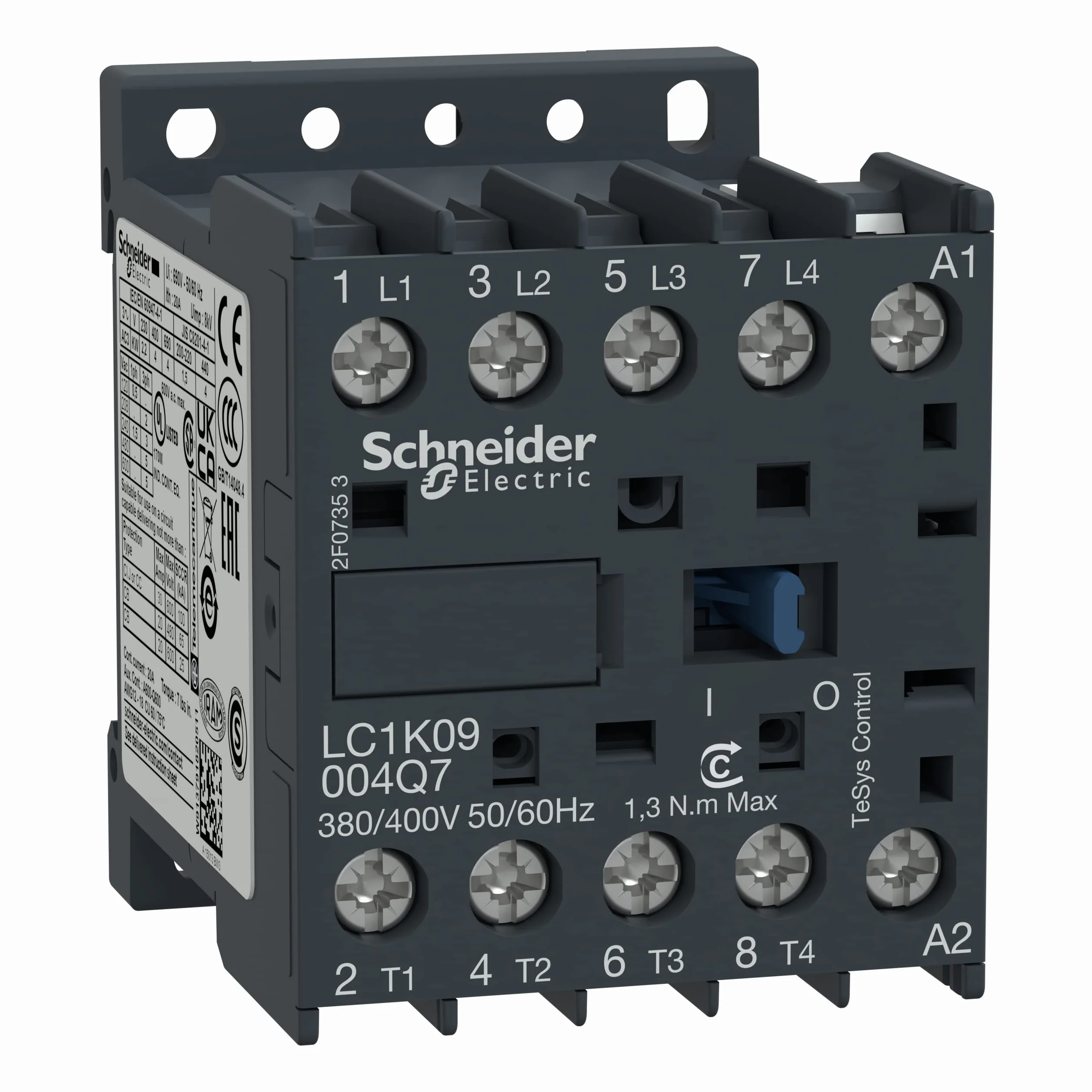 Schneider LC1K09004P7 stycznik mocowy, 4P, 20A/AC1, szpula 230V 50/60Hz