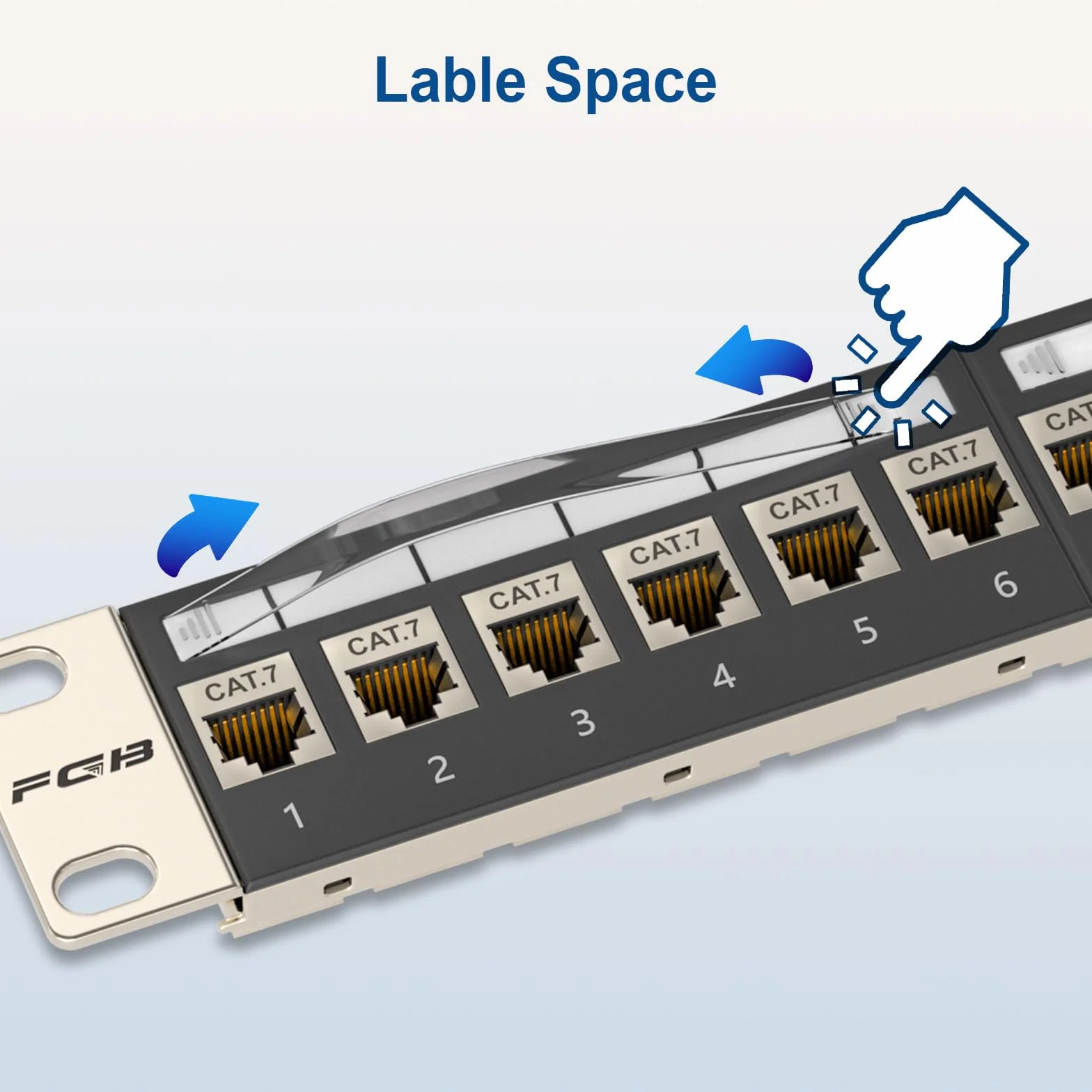 FGB 24-portowy panel krosowy 10 Gb/s 1U i ekranowany łącznik Keystone Cat7 RJ45, 48.3 cm do montażu w szafie lub na ścianie panel krosowy z tylnym paskiem, sieciowy panel krosowy do gigabitowego
