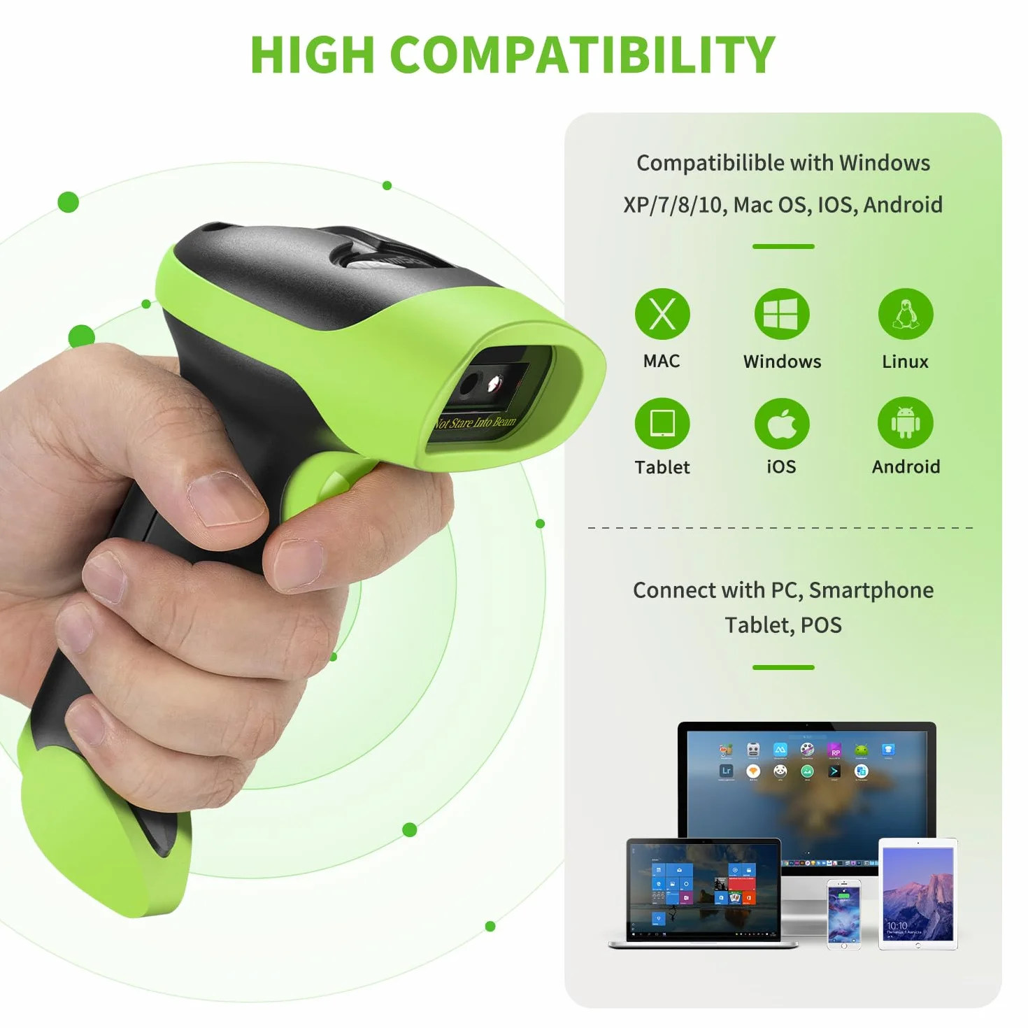 NetumScan USB bezprzewodowy skaner kodów kreskowych Bluetooth 1D 2D QR ręczny czytnik kodów kreskowych kompatybilny z komputerem do systemu POS, supermarketu, magazynu, sklepu detalicznego NSL8BL Pro