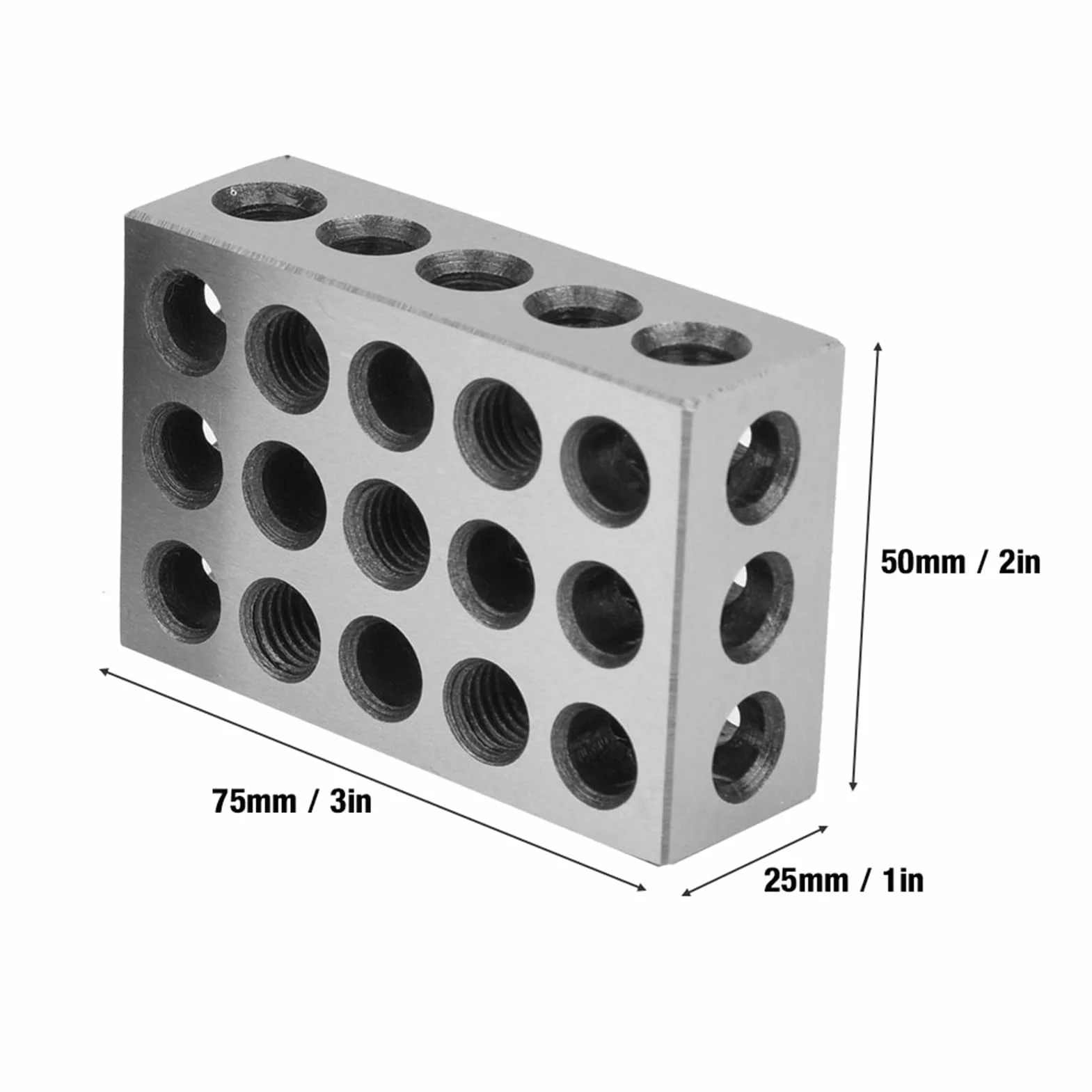 2 szt. Bloki 25x50x75mm 23 Otwory Frezowanie Równoległy Blok Zaciskowy do Ustawiania, Szlifowany i Hartowany ze Wszystkich Stron, do Wszystkich Rodzajów Obrabiarek