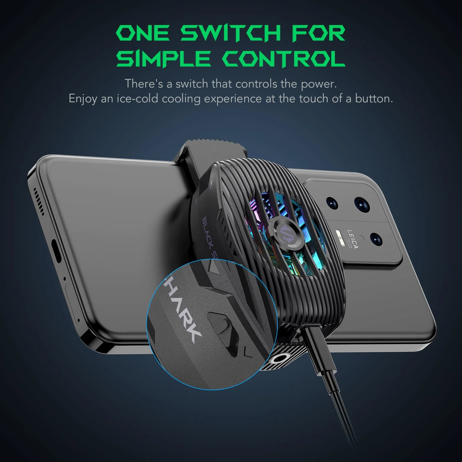 Black Shark Cooler 5 Neo wentylator chłodzący do smartfona, lekki i cichy, przewodowy wentylator chłodzący z oświetleniem RGB (czarny)
