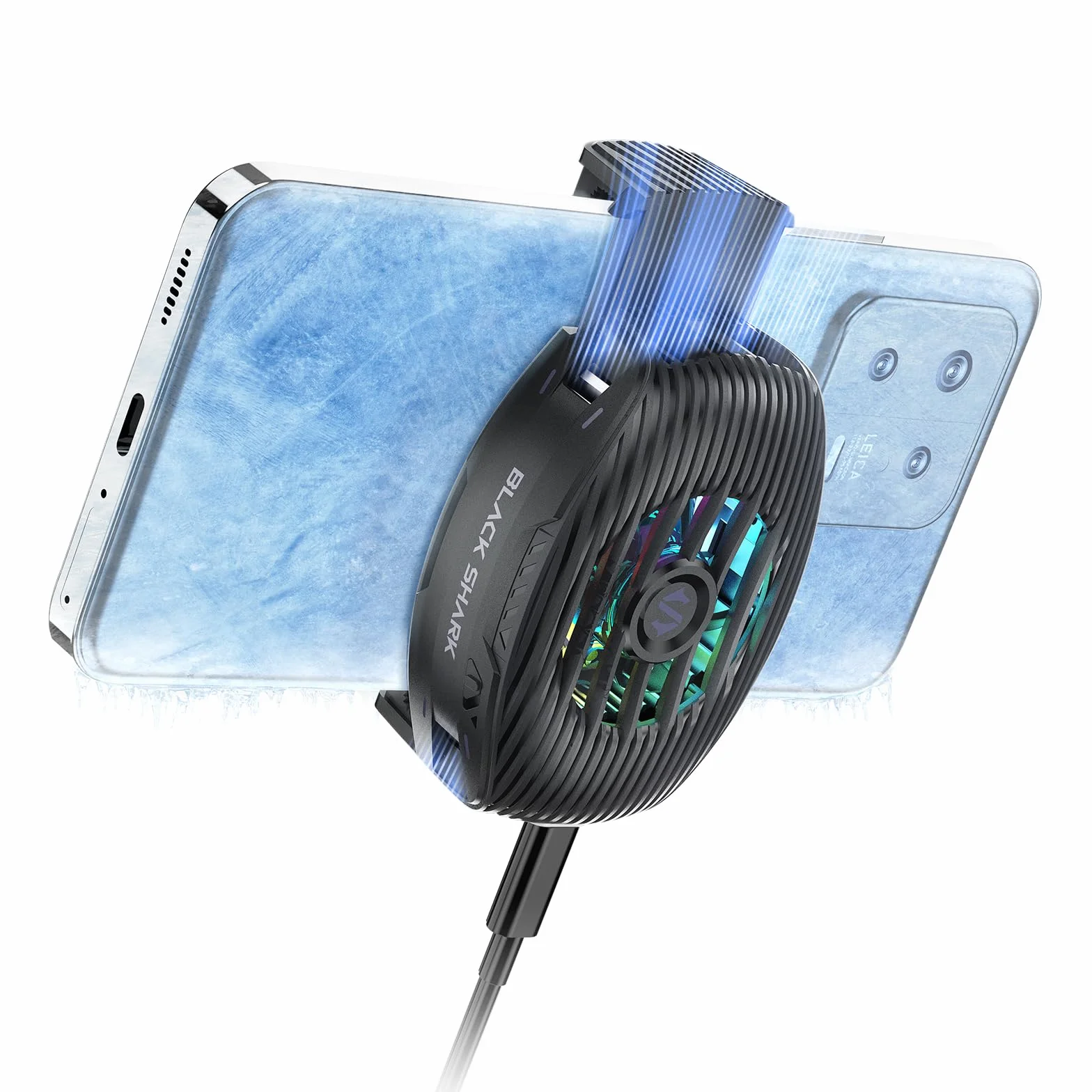 Black Shark Cooler 5 Neo wentylator chłodzący do smartfona, lekki i cichy, przewodowy wentylator chłodzący z oświetleniem RGB (czarny)