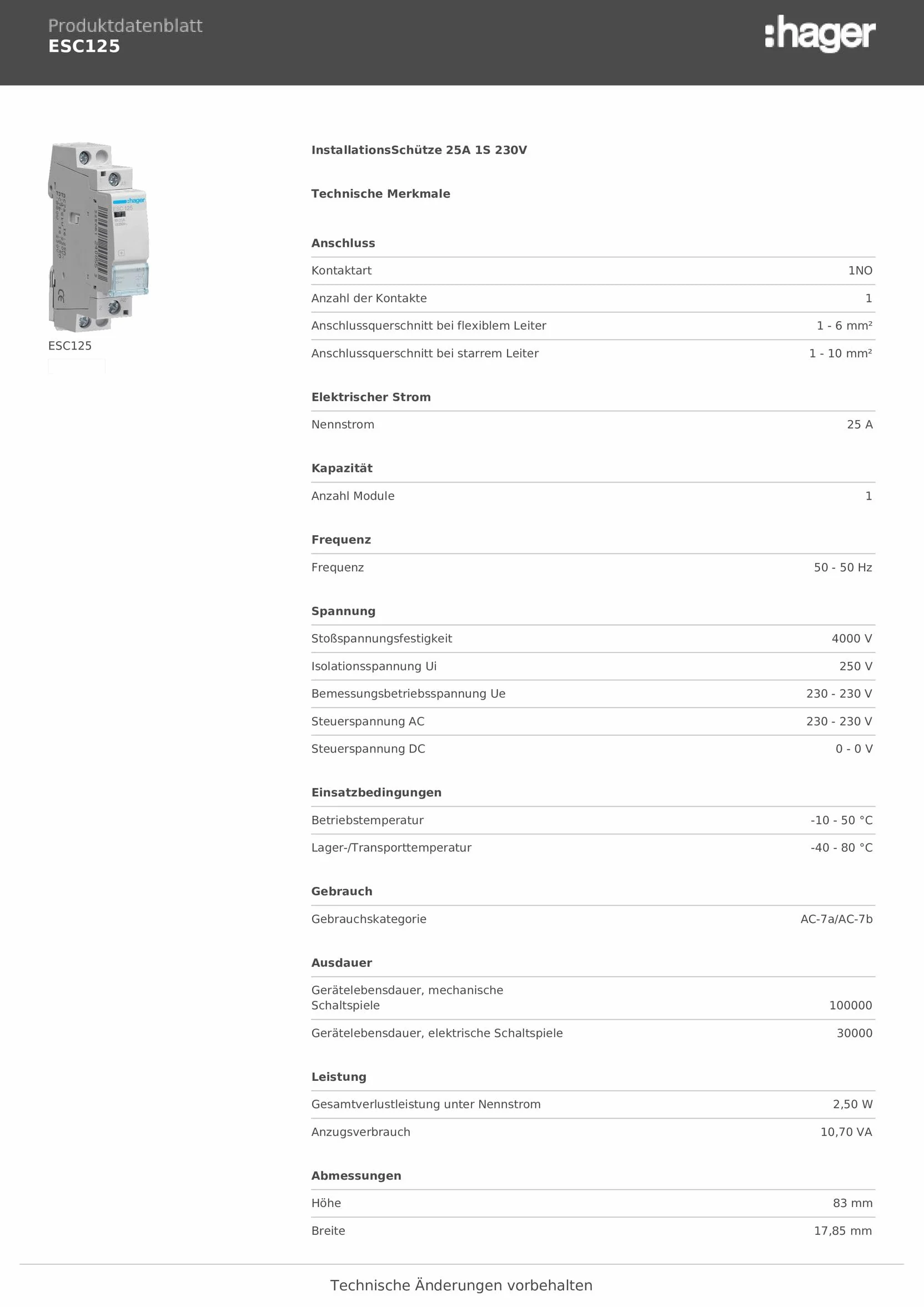 Stycznik 25A 1NA 230V