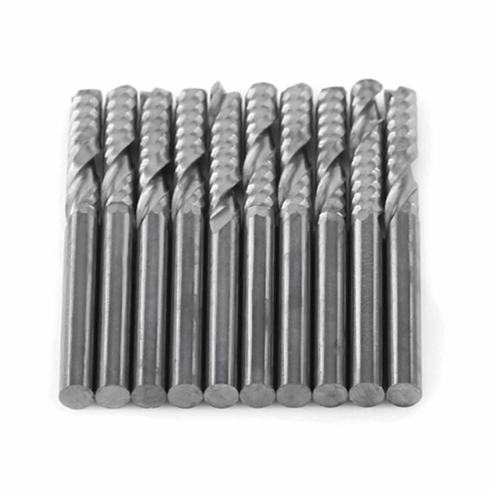 10 Sztuk Węglik Wolframu 3.175mm Frez Spiralny 3mm CNC Router do Grawerowania i Rzeźbienia - Pojedynczy Flet