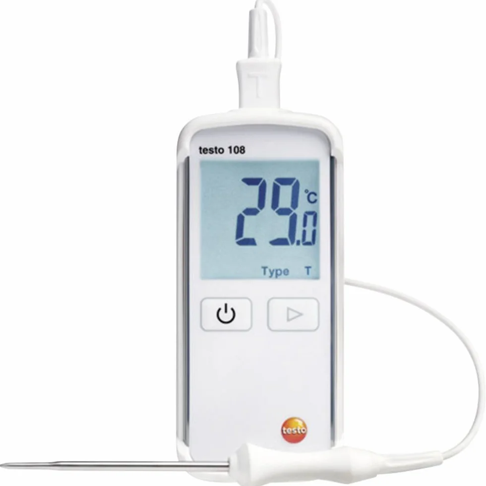 Testo 0563 1080 108 wodoszczelny miernik temperatury (typ T i K), z czujnikiem termicznym typu T, softcase i protokołem kalibracji
