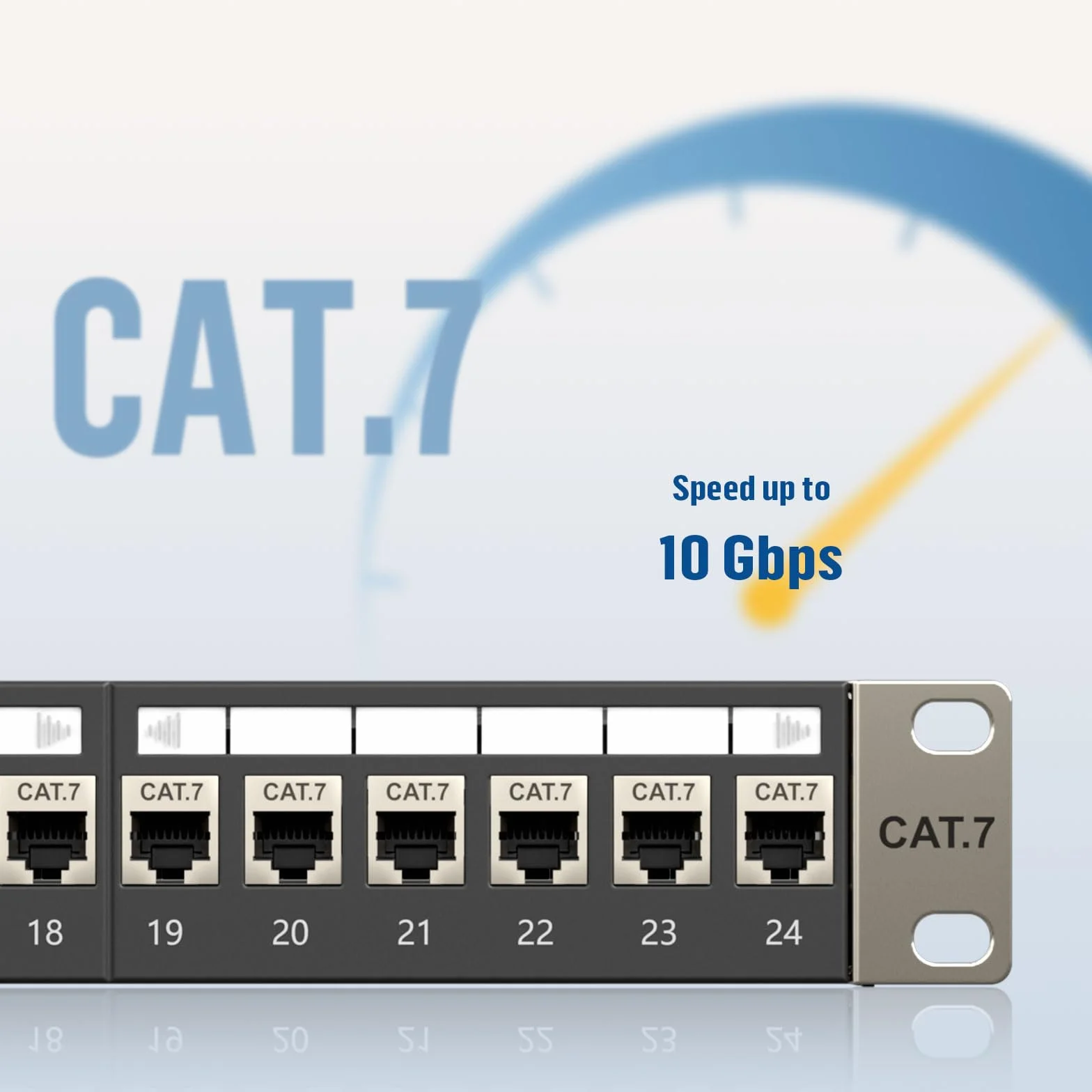 FGB 24-portowy panel krosowy 10 Gb/s 1U i ekranowany łącznik Keystone Cat7 RJ45, 48.3 cm do montażu w szafie lub na ścianie panel krosowy z tylnym paskiem, sieciowy panel krosowy do gigabitowego
