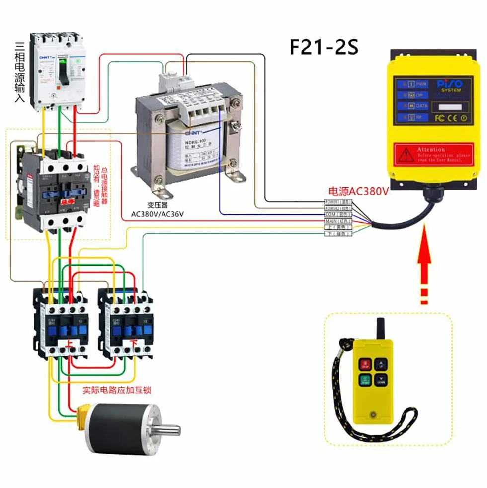 Toplionace Przemysłowy Bezprzewodowy Pilot Zdalnego Sterowania, Elektryczny Przełącznik Zdalnego Sterowania Dźwigiem Dźwigowym (AC220V, F21-2S)