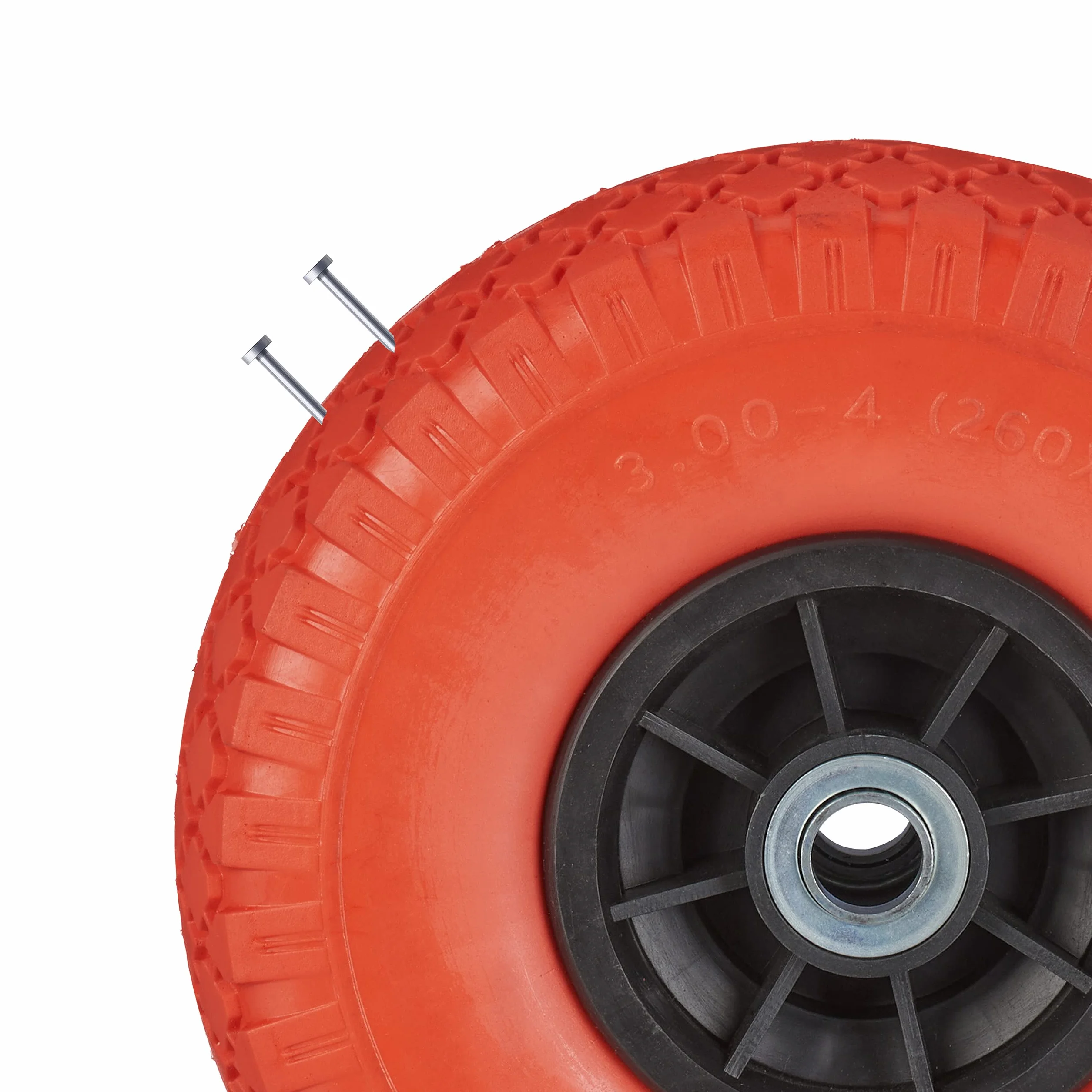 Relaxdays 2 x koło do wózka transportowego, 3,00-4 cala, 260 x 85 mm, odporne na przebicie opony z pełnej gumy, oś 20 mm, do 80 kg, czerwono-czarne