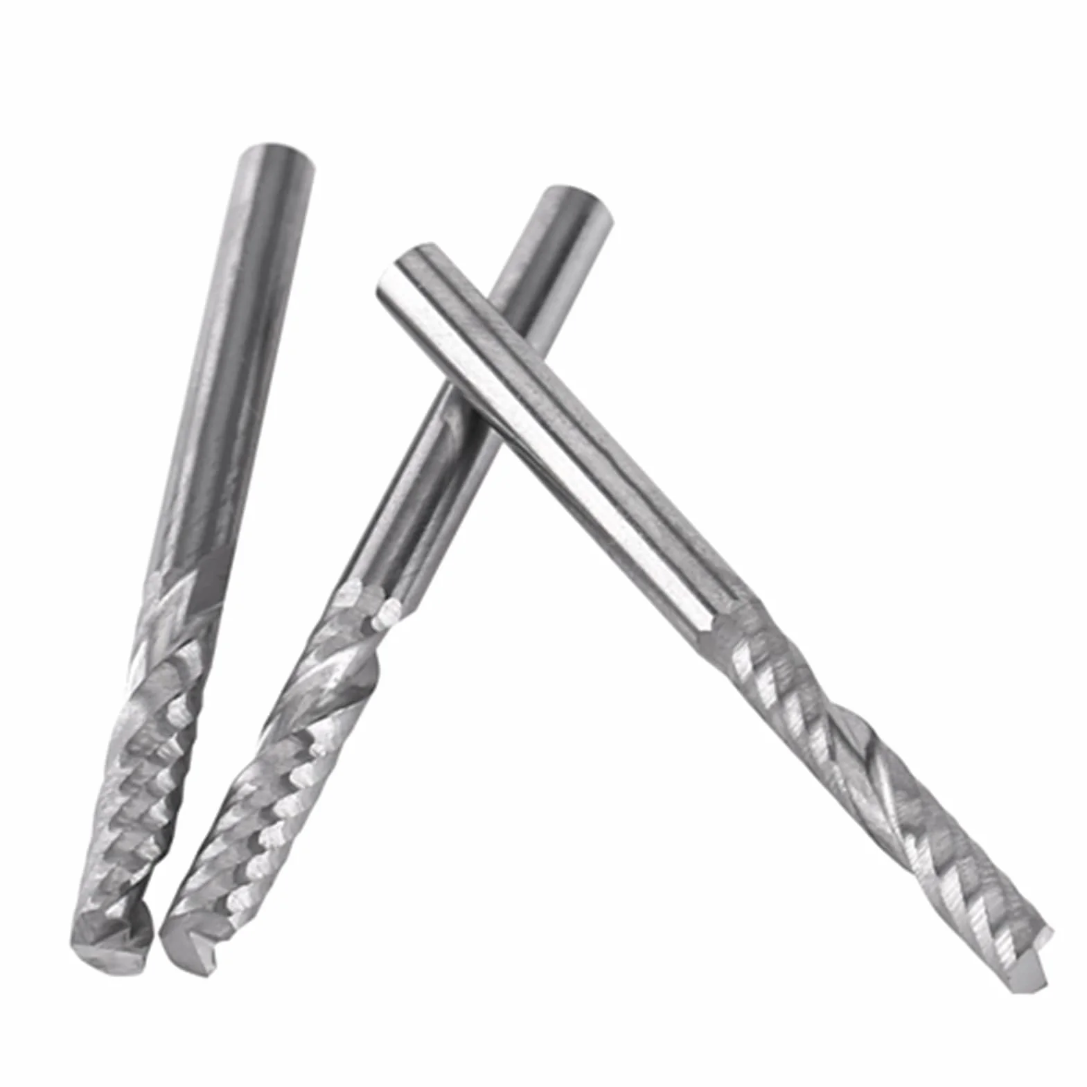 10 Sztuk Węglik Wolframu 3.175mm Frez Spiralny 3mm CNC Router do Grawerowania i Rzeźbienia - Pojedynczy Flet
