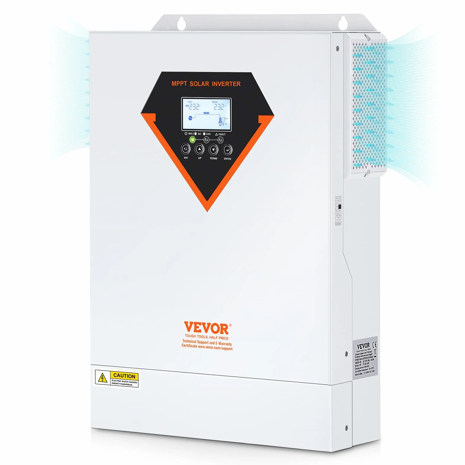 VEVOR Hybrydowy inwerter 5500 W, hybrydowy falownik solarny ładowarka zewnętrzna czysta fala sinusoidalna 230 V AC z wbudowanym kontrolerem ładowania słonecznego MPPT 100 A, ładowanie hybrydowe,