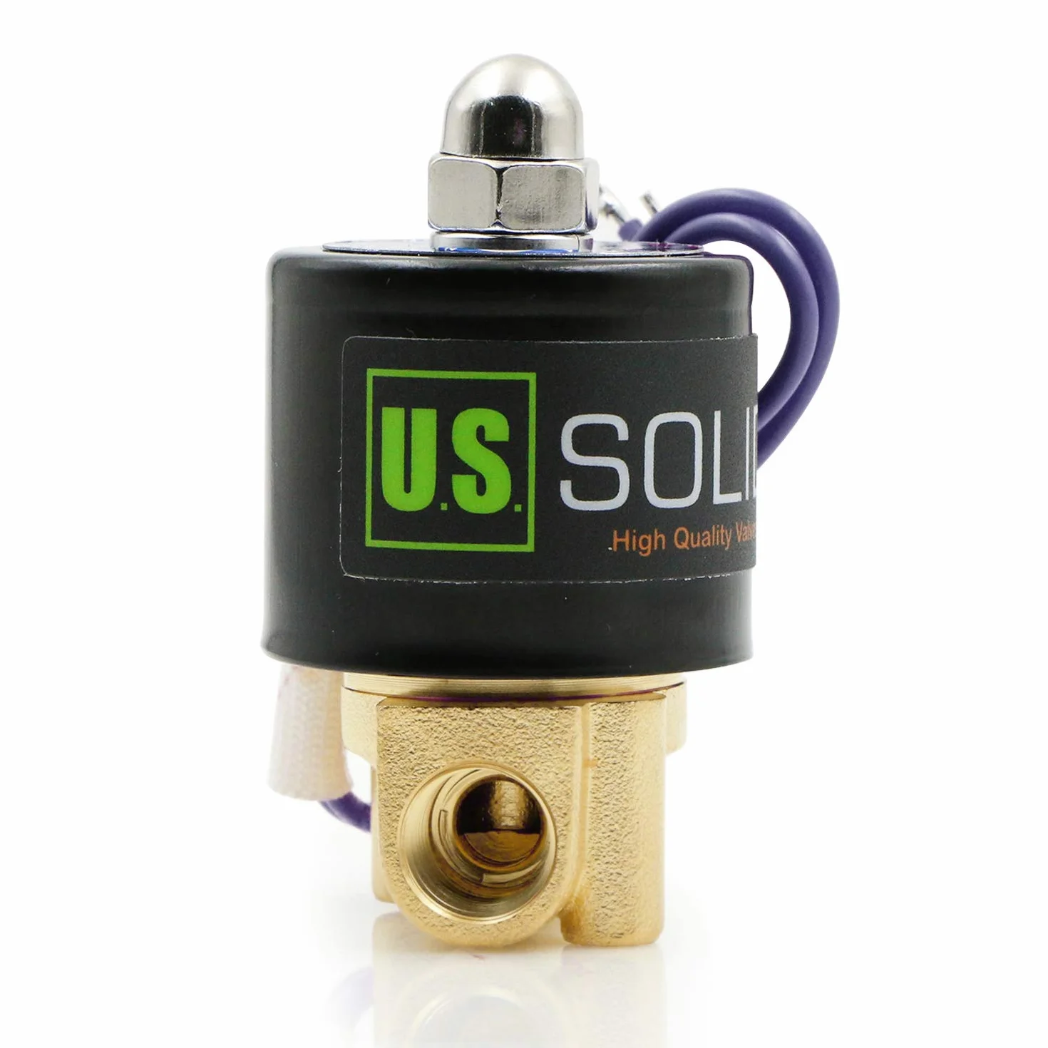U.S. Solid 12V DC 1/4" G Elektryczny Zawór Elektrozawór Mosiądz Normalnie zamknięty NC Solenoid napęd bezpośredni Air Water Oil