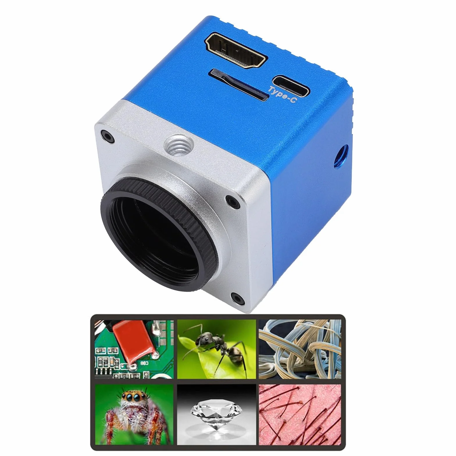 Jeffergarden Kamera Przemysłowa z Mikroskopem 4K, Stop Aluminium, Czujnik CMOS 8,3 MP z 4-krotnym Zoomem Cyfrowym do Profesjonalnej Naprawy Elektroniki i Lutowania
