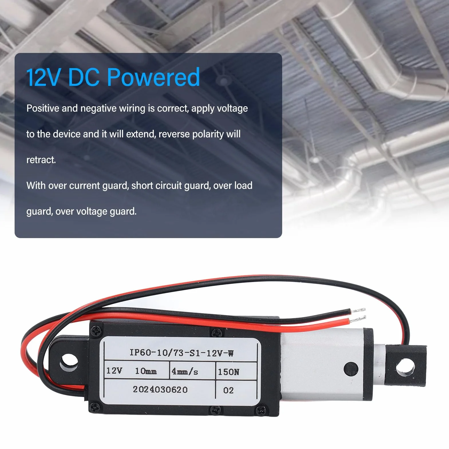 Elektryczny mikro-liniowy siłownik 12 V, 150 N 10 mm 4 mm/s Mini Linear Actuator with Multiple Protection, End Limit Switch for Medical/Industrial/Agricultural Machine