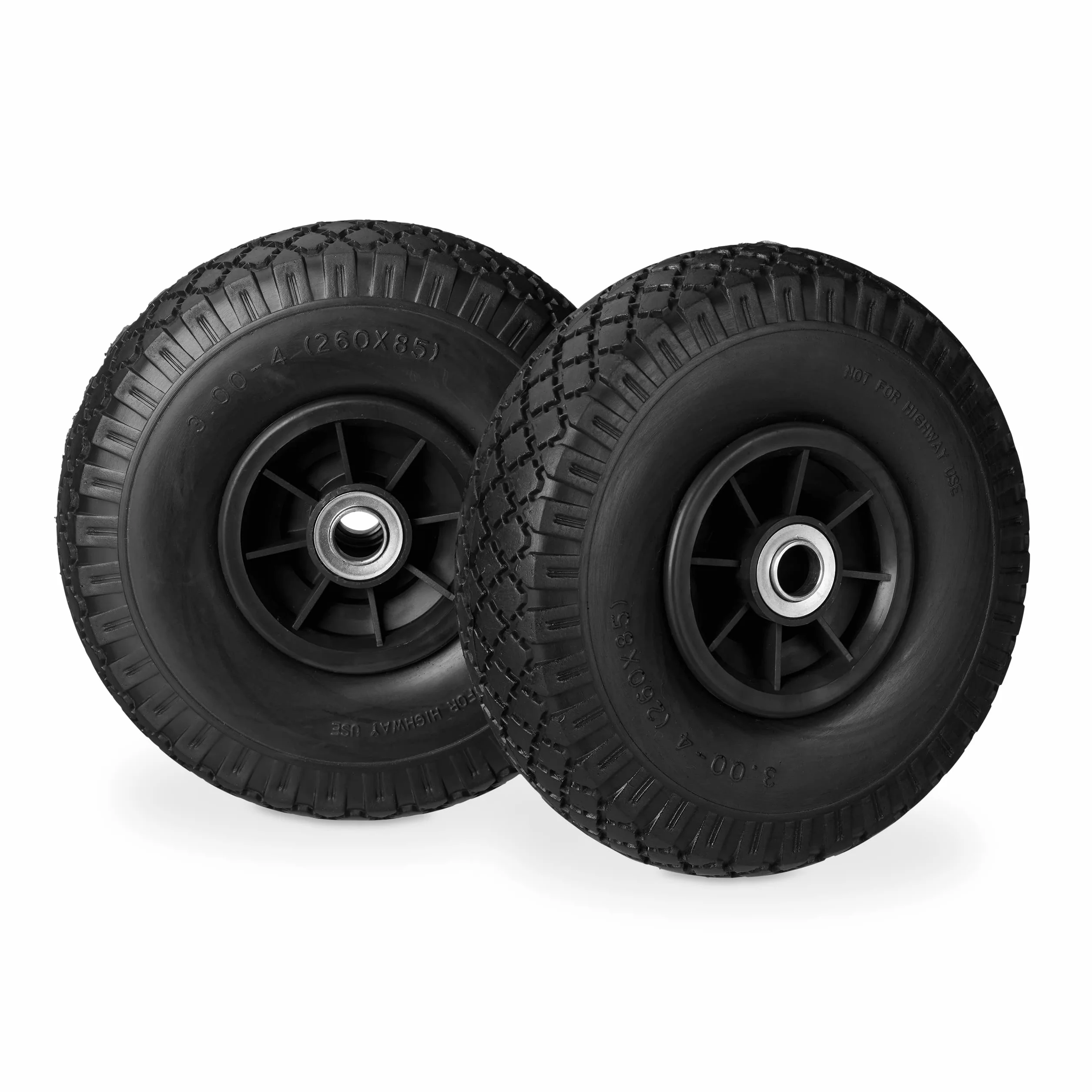 Relaxdays 2x ręczne koło do ciężarówki, opony z litej gumy odpornej na przebicie, 3,00-4 cale, oś 20 mm, do 80 kg, 260 x 85 mm, czarny