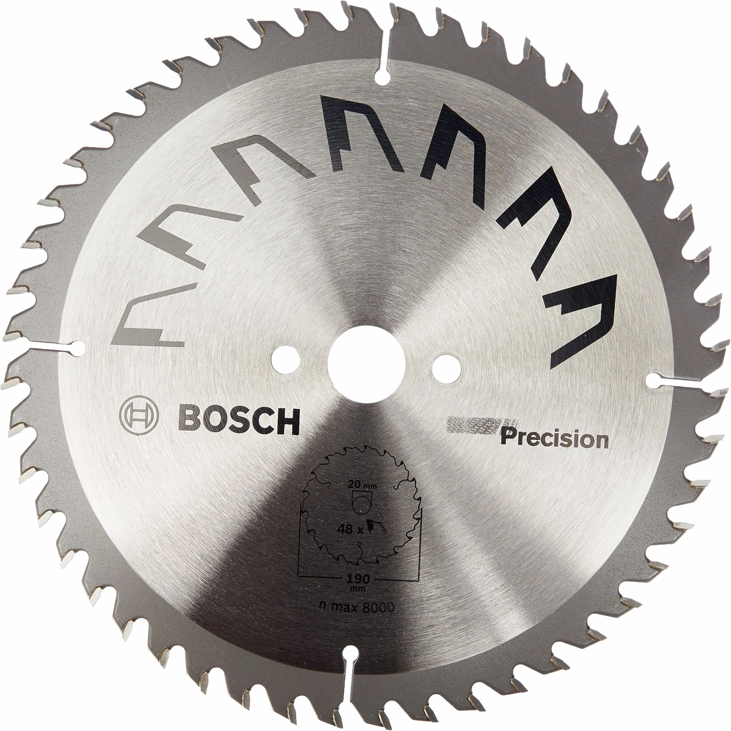 Bosch 1x Tarcza pilarska Precison (do Drewna, Ø 190 x 2.5/1.5 x 20/16 mm, 48 Zęby węglikowe, ATB, w tym 1x Pierścień redukcyjny 16 mm, Osprzęt pił tarczowych)