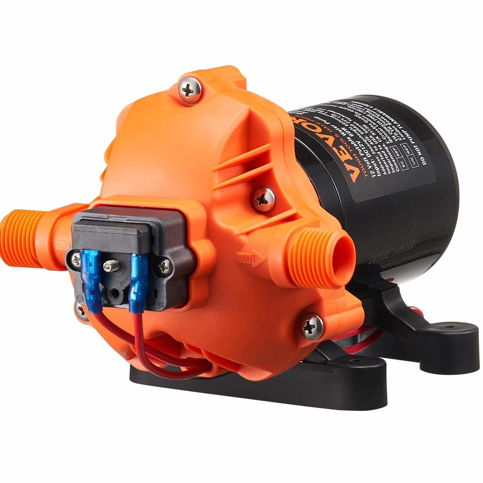 VEVOR Pompa membranowa 12 V, 1,8 GPM, 6,81 l/min, 3-komorowa pompa wodna 12 V DC z automatycznym wyłącznikiem ciśnienia 40 – 100 PSI, 60 PSI, port MNPT do kamperów, jachtów, kamperów, kamperów, łodzi