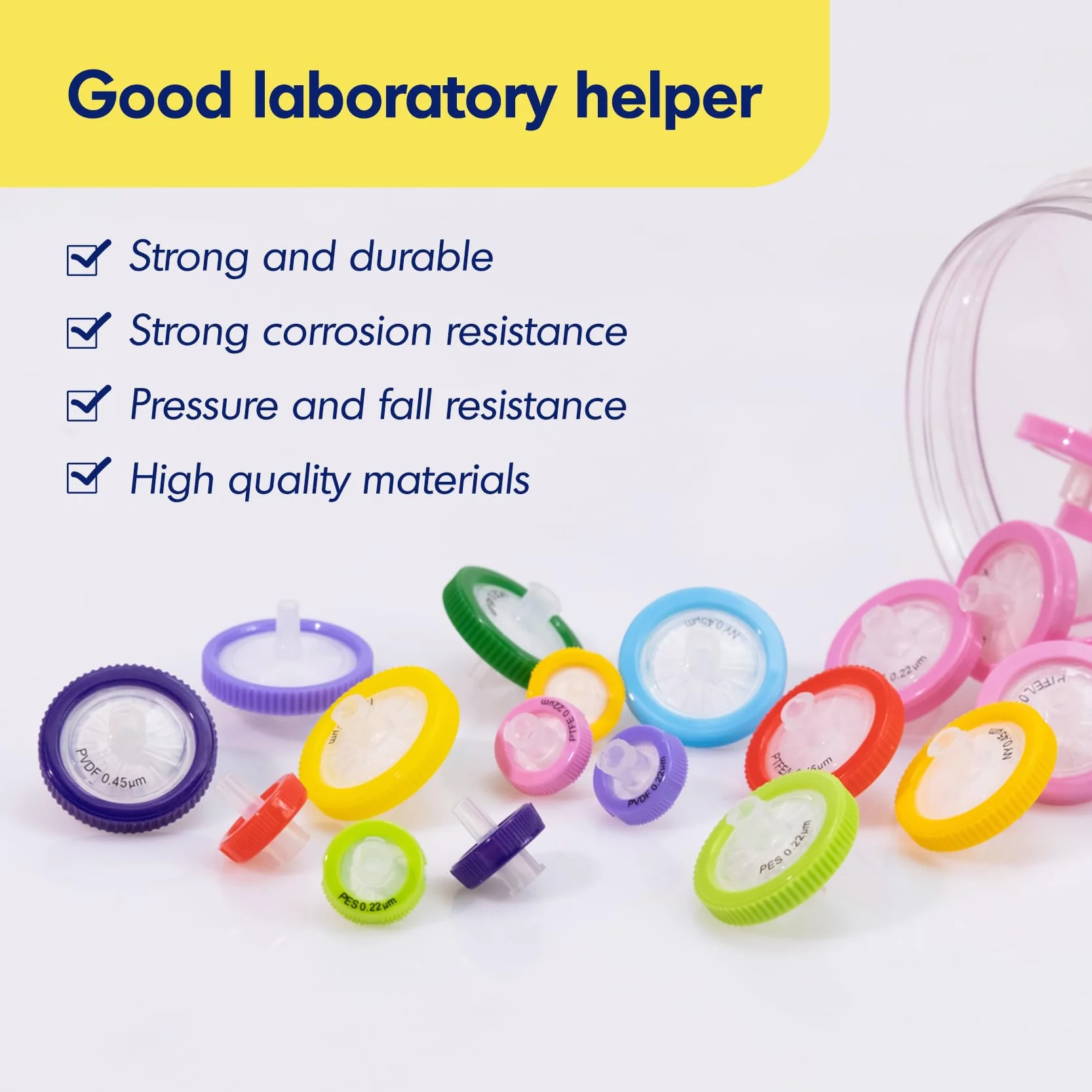 100 sztuk PTFE filtr strzykawkowy hydrofilowy 0,45 μm, średnica membrany 25 mm, filtr strzykawkowy z filtrem laboratoryjnym, HPLC i GC