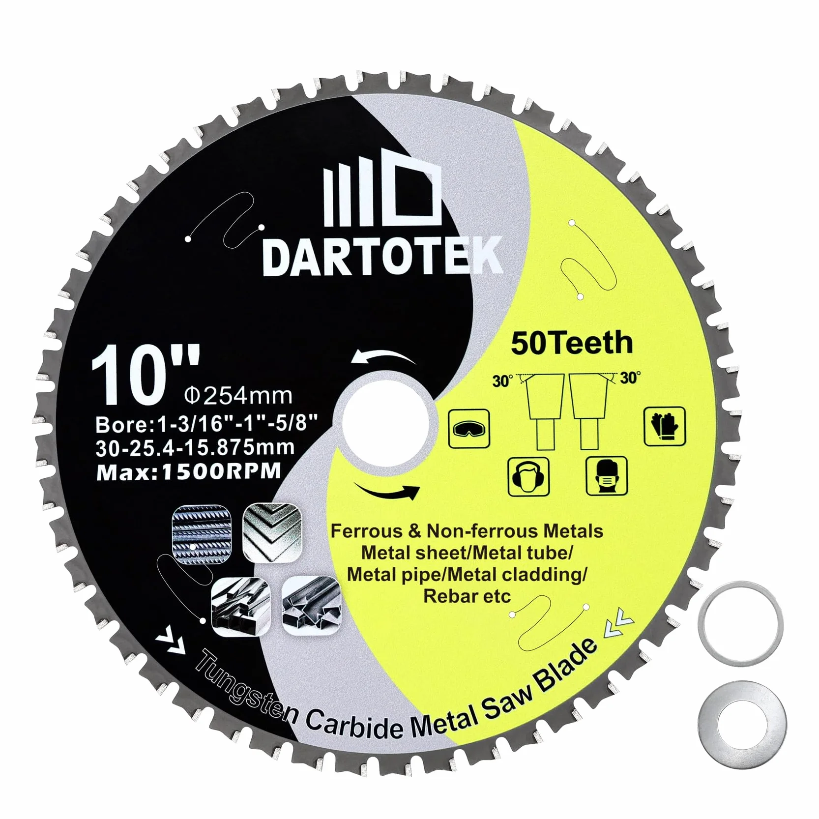 254 mm TCT brzeszczoty do metalu, 50 zębów, piła tarczowa z węglika wolframu do żelaza, stali nierdzewnej, niklu, tytanu, metali żelaznych i rur stalowych