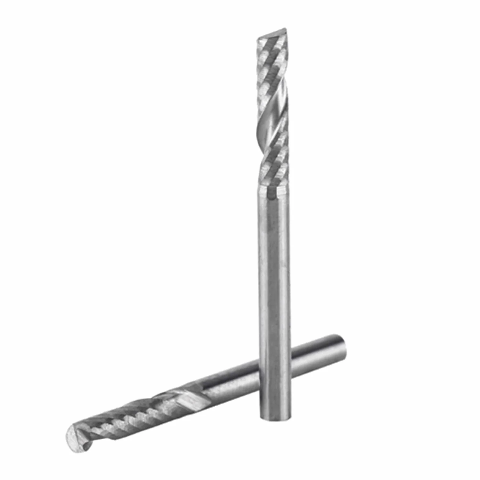 10 Sztuk Węglik Wolframu 3.175mm Frez Spiralny 3mm CNC Router do Grawerowania i Rzeźbienia - Pojedynczy Flet